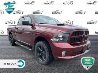 Odometer is 75208 kilometers below market average!

Delmonico Red Pearlcoat 2019 Ram 1500 Classic ST 4D Quad Cab HEMI 5.7L V8 VVT 8-Speed Automatic 4WD 4-Wheel Disc Brakes, 5.0 Touch Screen Display, ABS brakes, Air Conditioning, Black 4x4 Badge, Black 5.7L Hemi Badge, Black Exterior Badging, Black Exterior Mirrors, Black Headlamp Bezels, Black Rams Head Tailgate Badge, Black Tubular Side Steps, Body Colour Grille, Body Colour Rear Bumper w/Step Pads, Body-Colour Front Fascia, Body-Colour Grille w/Black RAMs Head, Carpet Floor Covering, Dual front impact airbags, Dual front side impact airbags, Dual Rear Exhaust w/Bright Tips, Express Black Accents Package, Fog Lamps, For SiriusXM Info Call 888-539-7474, Front 40/20/40 Split Bench Seat, Front Armrest w/3 Cup Holders, Front Floor Mats, Fully automatic headlights, GPS Antenna Input, Hands-Free Comm w/Bluetooth, Heated Exterior Mirrors, Media Hub w/USB & Aux Input Jack, Overhead Console, ParkView Rear Back-Up Camera, Power door mirrors, Power Heated Manual Folding Mirrors, Power steering, Power windows, Quick Order Package 26J Express, Radio: Uconnect 3 w/5 Display, Ram 1500 Express Group, Rear Floor Mats, Rear Folding Seat, Remote Keyless Entry, Remote USB Charging Port, Semi-Gloss Black Wheel Centre Hub, SiriusXM Satellite Radio, Speed control, Sport Performance Hood, Spray-In Bedliner, Temperature & Compass Gauge, Tilt steering wheel, Variably intermittent wipers, Wheel & Sound Group, Wheels: 20 x 8 Semi-Gloss Black Aluminum.<p> </p>

<h4>VALUE+ CERTIFIED PRE-OWNED VEHICLE</h4>

<p>36-point Provincial Safety Inspection<br />
172-point inspection combined mechanical, aesthetic, functional inspection including a vehicle report card<br />
Warranty: 30 Days or 1500 KMS on mechanical safety-related items and extended plans are available<br />
Complimentary CARFAX Vehicle History Report<br />
2X Provincial safety standard for tire tread depth<br />
2X Provincial safety standard for brake pad thickness<br />
7 Day Money Back Guarantee*<br />
Market Value Report provided<br />
Complimentary 3 months SIRIUS XM satellite radio subscription on equipped vehicles<br />
Complimentary wash and vacuum<br />
Vehicle scanned for open recall notifications from manufacturer</p>

<p>SPECIAL NOTE: This vehicle is reserved for AutoIQs retail customers only. Please, No dealer calls. Errors & omissions excepted.</p>

<p>*As-traded, specialty or high-performance vehicles are excluded from the 7-Day Money Back Guarantee Program (including, but not limited to Ford Shelby, Ford mustang GT, Ford Raptor, Chevrolet Corvette, Camaro 2SS, Camaro ZL1, V-Series Cadillac, Dodge/Jeep SRT, Hyundai N Line, all electric models)</p>

<p>INSGMT</p>