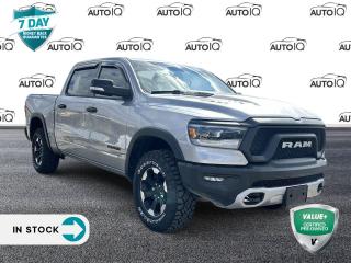 Billet Silver Metallic Clearcoat 2022 Ram 1500 Sport/Rebel 4D Crew Cab HEMI 5.7L V8 VVT 8-Speed Automatic 4WD | Remote Start, 12 Touchscreen, 2nd Row In-Floor Storage Bins, 4G LTE Wi-Fi Hot Spot, 4-Wheel Disc Brakes, 9 Alpine Speakers w/Subwoofer, ABS brakes, Apple CarPlay Capable, Cloth/Vinyl Bucket Seats, Connected Travel & Traffic Services, Connectivity - US/Canada, Disassociated Touchscreen Display, Door Trim Panel Foam Bottle Insert, Dual front impact airbags, Dual front side impact airbags, For Details Visit DriveUconnect.ca, Front Bucket Seats, Front Heated Seats, Fully automatic headlights, Google Android Auto, GPS Antenna Input, GPS Navigation, Hands-Free Phone Communication, HD Radio, Heated door mirrors, Heated Steering Wheel, Integrated Centre Stack Radio, Level 1 Equipment Group, Off-Road Info Pages, ParkView Rear Back-Up Camera, Power Adjustable Pedals, Power door mirrors, Power driver seat, Power steering, Power windows, Quick Order Package 25W Rebel, Radio: Uconnect 5W Nav w/12.0 Display, Rear 60/40 Folding Seat, Rear Dome Lamp w/On/Off Switch, Rear Window Defroster, Remote keyless entry, SiriusXM w/360L On-Demand Content, Speed control, Split folding rear seat, Steering wheel mounted audio controls, Sun Visors w/Illuminated Vanity Mirrors, Telescoping steering wheel, Tilt steering wheel, Traction control, Trip computer, Universal Garage Door Opener, USB Mobile Projection, Variably intermittent wipers, Wheels: 18 x 8 Painted Mid-Gloss Black.<p> </p>

<h4>VALUE+ CERTIFIED PRE-OWNED VEHICLE</h4>

<p>36-point Provincial Safety Inspection<br />
172-point inspection combined mechanical, aesthetic, functional inspection including a vehicle report card<br />
Warranty: 30 Days or 1500 KMS on mechanical safety-related items and extended plans are available<br />
Complimentary CARFAX Vehicle History Report<br />
2X Provincial safety standard for tire tread depth<br />
2X Provincial safety standard for brake pad thickness<br />
7 Day Money Back Guarantee*<br />
Market Value Report provided<br />
Complimentary 3 months SIRIUS XM satellite radio subscription on equipped vehicles<br />
Complimentary wash and vacuum<br />
Vehicle scanned for open recall notifications from manufacturer</p>

<p>SPECIAL NOTE: This vehicle is reserved for AutoIQs retail customers only. Please, No dealer calls. Errors & omissions excepted.</p>

<p>*As-traded, specialty or high-performance vehicles are excluded from the 7-Day Money Back Guarantee Program (including, but not limited to Ford Shelby, Ford mustang GT, Ford Raptor, Chevrolet Corvette, Camaro 2SS, Camaro ZL1, V-Series Cadillac, Dodge/Jeep SRT, Hyundai N Line, all electric models)</p>

<p>INSGMT</p>
