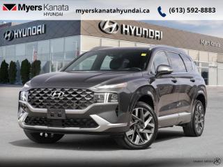<b>Leather Seats,  Android Auto,  Apple CarPlay,  Lane Keep Assist,  Collision Warning!</b><br> <br>    This 2022 Santa Fe gets your to-do list done with striking style. This  2022 Hyundai Santa Fe is for sale today in Kanata. <br> <br>Refinement wrapped in ruggedness, capability married to style, and adventure ready attitude paired to a comfortable drive. These things make this 2022 Santa Fe an amazing SUV. If you need a ready to go SUV that makes every errand an adventure and makes every adventure a journey, this 2022 Santa Fe was made for you.This  SUV has 82,558 kms. Its  grey in colour  . It has an automatic transmission and is powered by a  281HP 2.5L 4 Cylinder Engine. <br> <br> Our Santa Fes trim level is Ultimate Calligraphy AWD. Sporting an upgraded drivetrain for a more exciting driving experience, this luxurious and high tech Santa Fe Ultimate Calligraphy is a great choice for people that prefer the finer things in life. With a sunroof above your heated and cooled Nappa leather seats, every drive becomes a day spa. A heads up display, navigation, and 12 speaker premium audio system by Harman Kardon create a futuristic and helpful cockpit. A proximity power liftgate for hands free operation, a 360 degree aerial parking camera, and remote automatic parking make your busy days easier. This fun and family friendly SUV also comes with Android Auto, Apple CarPlay, and Bluetooth to keep you entertained. Helping you stay safe is an advanced driver assist suite including lane keep assist, collision avoidance assist, and distance pacing cruise. Additional features include a heated steering wheel, aluminum wheels, automatic LED lighting, and remote keyless entry. This vehicle has been upgraded with the following features: Leather Seats,  Android Auto,  Apple Carplay,  Lane Keep Assist,  Collision Warning,  Adaptive Cruise,  Heated Seats. <br> <br>To apply right now for financing use this link : <a href=https://www.myerskanatahyundai.com/finance/ target=_blank>https://www.myerskanatahyundai.com/finance/</a><br><br> <br/><br>Smart buyers buy at Myers where all cars come Myers Certified including a 1 year tire and road hazard warranty (some conditions apply, see dealer for full details.)<br> <br>This vehicle is located at Myers Kanata Hyundai 400-2500 Palladium Dr Kanata, Ontario.<br>*LIFETIME ENGINE TRANSMISSION WARRANTY NOT AVAILABLE ON VEHICLES WITH KMS EXCEEDING 140,000KM, VEHICLES 8 YEARS & OLDER, OR HIGHLINE BRAND VEHICLE(eg. BMW, INFINITI. CADILLAC, LEXUS...)<br> Come by and check out our fleet of 30+ used cars and trucks and 50+ new cars and trucks for sale in Kanata.  o~o