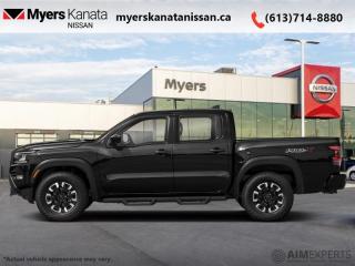 <b>Off-Road Package,  Navigation,  360 Camera,  Heated Seats,  Apple CarPlay!</b><br> <br> <br> <br>  With relentless power and capability, this 2024 Nissan Frontier is as rough and tumble as it looks. <br> <br>Massive power and massive fun, this 2024 Frontier proves that size isnt everything. Full of fun features for both work and play, along with best-in-class standard horsepower, this 2024 Frontier really is the king of midsize trucks. If you want one truck that can do it all in style and comfort, this 2024 Nissan Frontier is an easy choice.<br> <br> This black Crew Cab 4X4 pickup   has an automatic transmission and is powered by a  310HP 3.8L V6 Cylinder Engine.<br> <br> Our Frontiers trim level is Crew Cab PRO-4X. This Frontier Pro is fully equipped for work or play with added NissanConnect with navigation and wi-fi, Bilstein shocks, a driver selectable rear locking diff, Class III towing equipment, three skid plates, a spray in bed liner, a rear step bumper, and a 360-degree camera with off-road mode. This midsize truck is an everyday workhorse with Class III towing equipment with sway control, automatic locking hubs, tow hooks, automatic LED headlamps, fog lamps, and two 120V outlets. Stay connected with modern technology features such as touchscreen with voice activation, Apple CarPlay, and Android Auto. Other great features include remote keyless entry and push button start, collision mitigation, lane departure warning, blind spot warning, and distance pacing. This vehicle has been upgraded with the following features: Off-road Package,  Navigation,  360 Camera,  Heated Seats,  Apple Carplay,  Android Auto,  Blind Spot Detection. <br><br> <br/>    6.49% financing for 84 months. <br> Payments from <b>$827.36</b> monthly with $0 down for 84 months @ 6.49% APR O.A.C. ( Plus applicable taxes -  $621 Administration fee included. Licensing not included.    ).  Incentives expire 2024-04-30.  See dealer for details. <br> <br><br> Come by and check out our fleet of 50+ used cars and trucks and 90+ new cars and trucks for sale in Kanata.  o~o
