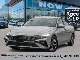 <b>Leather Seats,  Sunroof,  Premium Audio,  Wi-Fi,  Heated Steering Wheel!</b><br> <br> <br> <br>  This forward thinking Elantra is bringing back the family sedan segment with stunning style. <br> <br>This 2024 Elantra was made to be the sharpest compact sedan on the road. With tons of technology packed into the spacious and comfortable interior, along with bold and edgy styling inside and out, this family sedan makes the unexpected your daily driver. <br> <br> This cyber grey sedan  has an automatic transmission and is powered by a  147HP 2.0L 4 Cylinder Engine.<br> This vehicles price also includes $2984 in additional equipment.<br> <br> Our Elantras trim level is Luxury IVT. This Elantra Luxury takes infotainment and luxury to new levels with tech features like the Bose Premium Audio System, Blue Link wi-fi, and even more surprises while style and comfort features like leather seats, a sunroof, and chrome trim make your cabin a sanctuary. This Elantra is also equipped with an advanced safety suite including lane keep assist, forward and rear collision assist, driver monitoring, blind spot assist, and automatic high beams. The incredible feature list continues with heated power seats for comfort while voice activated, touch screen infotainment including wireless connectivity with Android Auto, Apple CarPlay, and Bluetooth keeps you connected. Aluminum wheels and gorgeous styling make sure you stand out in a crowd while heated power side mirrors, proximity keyless entry with hands free cargo access, and a rear view camera make every day easier. This vehicle has been upgraded with the following features: Leather Seats,  Sunroof,  Premium Audio,  Wi-fi,  Heated Steering Wheel,  Lane Keep Assist,  Heated Seats. <br><br> <br/> See dealer for details. <br> <br><br> Come by and check out our fleet of 50+ used cars and trucks and 90+ new cars and trucks for sale in Ottawa.  o~o