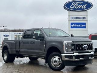 <b>Leather Seats, Lariat Ultimate Package, Premium Audio, Diesel Engine, 17 inch Aluminum Wheels!</b><br> <br> <br> <br>  Brutish power and payload capacity are key traits of this Ford F-350, while aluminum construction brings it into the 21st century. <br> <br>The most capable truck for work or play, this heavy-duty Ford F-350 never stops moving forward and gives you the power you need, the features you want, and the style you crave! With high-strength, military-grade aluminum construction, this F-350 Super Duty cuts the weight without sacrificing toughness. The interior design is first class, with simple to read text, easy to push buttons and plenty of outward visibility. This truck is strong, extremely comfortable and ready for anything. <br> <br> This carbonized grey metallic sought after diesel Crew Cab 4X4 pickup   has a 10 speed automatic transmission and is powered by a  475HP 6.7L 8 Cylinder Engine.<br> <br> Our F-350 Super Dutys trim level is Lariat. Experience rugged capability and luxury in this F-350 Lariat trim, which features leather-trimmed heated and ventilated front seats with power adjustment, memory function and lumbar support, a heated leather-wrapped steering wheel, voice-activated dual-zone automatic climate control, power-adjustable pedals, a sonorous 8-speaker Bang & Olufsen audio system, and two 120-volt AC power outlets. This truck is also ready to get busy, with equipment such as class V towing equipment with a hitch, trailer wiring harness, a brake controller and trailer sway control, beefy suspension with heavy duty shock absorbers, power extendable trailer style mirrors, and LED headlights with front fog lamps and automatic high beams. Connectivity is handled by a 12-inch infotainment screen powered by SYNC 4, bundled with Apple CarPlay, Android Auto, inbuilt navigation, and SiriusXM satellite radio. Safety features also include a surround camera system, pre-collision assist with automatic emergency braking and cross-traffic alert, blind spot detection, rear parking sensors, forward collision mitigation, and a cargo bed camera. This vehicle has been upgraded with the following features: Leather Seats, Lariat Ultimate Package, Premium Audio, Diesel Engine, 17 Inch Aluminum Wheels, Reverse Sensing System, Running Boards. <br><br> View the original window sticker for this vehicle with this url <b><a href=http://www.windowsticker.forddirect.com/windowsticker.pdf?vin=1FT8W3DT9REC99902 target=_blank>http://www.windowsticker.forddirect.com/windowsticker.pdf?vin=1FT8W3DT9REC99902</a></b>.<br> <br>To apply right now for financing use this link : <a href=https://www.bourgeoismotors.com/credit-application/ target=_blank>https://www.bourgeoismotors.com/credit-application/</a><br><br> <br/> 5.99% financing for 84 months.  Incentives expire 2024-04-30.  See dealer for details. <br> <br>Discount on vehicle represents the Cash Purchase discount applicable and is inclusive of all non-stackable and stackable cash purchase discounts from Ford of Canada and Bourgeois Motors Ford and is offered in lieu of sub-vented lease or finance rates. To get details on current discounts applicable to this and other vehicles in our inventory for Lease and Finance customer, see a member of our team. </br></br>Discover a pressure-free buying experience at Bourgeois Motors Ford in Midland, Ontario, where integrity and family values drive our 78-year legacy. As a trusted, family-owned and operated dealership, we prioritize your comfort and satisfaction above all else. Our no pressure showroom is lead by a team who is passionate about understanding your needs and preferences. Located on the shores of Georgian Bay, our dealership offers more than just vehiclesits an experience rooted in community, trust and transparency. Trust us to provide personalized service, a diverse range of quality new Ford vehicles, and a seamless journey to finding your perfect car. Join our family at Bourgeois Motors Ford and let us redefine the way you shop for your next vehicle.<br> Come by and check out our fleet of 90+ used cars and trucks and 200+ new cars and trucks for sale in Midland.  o~o