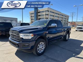 <b>Leather Seats,  Heated Seats,  Heated Steering Wheel,  Premium Audio,  Remote Start!</b><br> <br>  Compare at $78985 - Our Price is just $73984! <br> <br>   Get the job done in comfort and style in this extremely capable Ram 3500 HD. This  2021 Ram 3500 is for sale today in Swift Current. <br> <br>This 2021 Ram 3500 Heavy Duty delivers exactly what you need: superior capability and exceptional levels of comfort, all backed with proven reliability and durability. Whether youre in the commercial sector or looking at serious recreational towing and hauling, this Ram 3500 HD is ready for any task. This  sought after diesel Crew Cab 4X4 pickup  has 84,033 kms. Its  patriot blue pearl coat        in colour  . It has a 6 speed automatic transmission and is powered by a Cummins 400HP 6.7L Straight 6 Cylinder Engine.  This unit has some remaining factory warranty for added peace of mind. <br> <br> Our 3500s trim level is Laramie. This Ram 3500 is equipped with a heavy duty attitude and luxurious interior features. This refined truck comes loaded with leather heated seats that are powered in the front, a heated leather steering wheel, LED headlights and fog lights, a useful 115-volt pickup bed power outlet and a powerful premium audio system. Additional luxuries include proximity keyless entry with remote start, Uconnect with a larger touchscreen, SiriusXM, unique aluminum wheels, exclusive exterior accents, power heated trailer-tow mirrors, cargo box lights, a class V hitch receiver with trailer brake controller, an aluminum tailgate with damped opening assist, dual zone climate control, and a tough HD suspension that is designed to handle whatever you can throw at it! This vehicle has been upgraded with the following features: Leather Seats,  Heated Seats,  Heated Steering Wheel,  Premium Audio,  Remote Start,  Siriusxm,  4g Lte. <br> To view the original window sticker for this vehicle view this <a href=http://www.chrysler.com/hostd/windowsticker/getWindowStickerPdf.do?vin=3C63R3EL8MG571770 target=_blank>http://www.chrysler.com/hostd/windowsticker/getWindowStickerPdf.do?vin=3C63R3EL8MG571770</a>. <br/><br> <br>To apply right now for financing use this link : <a href=https://standarddodge.ca/financing target=_blank>https://standarddodge.ca/financing</a><br><br> <br/><br>* Stop By Today *Test drive this must-see, must-drive, must-own beauty today at Standard Chrysler Dodge Jeep Ram, 208 Cheadle St W., Swift Current, SK S9H0B5! <br><br> Come by and check out our fleet of 30+ used cars and trucks and 130+ new cars and trucks for sale in Swift Current.  o~o