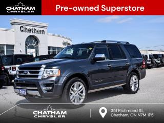 2015 Ford Expedition 4D Sport Utility Platinum Grey 4WD, Power moonroof. 4WD 3.5L V6 6-Speed Automatic<br><br><br>Awards:<br>  * JD Power Canada Automotive Performance, Execution and Layout (APEAL) Study, Vehicle Dependability Study   * JD Power Canada Automotive Performance, Execution and Layout (APEAL) Study, Vehicle Dependability Study (VDS)<br>Reviews:<br>  * Owners report a smooth and comfortable highway ride, plenty of space for cargo, and sufficient passenger space for adults to relax and socialize with room to spare. With turbo power on tap, the Expeditions low-end torque is highly appreciated by owners who frequently tow a trailer. All-weather capability with proper tires is highly rated as well. Source: autoTRADER.ca<br><br><br>Here at Chatham Chrysler, our Financial Services Department is dedicated to offering the service that you deserve. We are experienced with all levels of credit and are looking forward to sitting down with you. Chatham Chrysler Proudly serves customers from London, Ridgetown, Thamesville, Wallaceburg, Chatham, Tilbury, Essex, LaSalle, Amherstburg and Windsor with no distance being ever too far! At Chatham Chrysler, WE CAN DO IT!