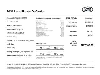 New 2024 Land Rover Defender X-Dynamic SE SPRING IS HERE! for sale in Winnipeg, MB