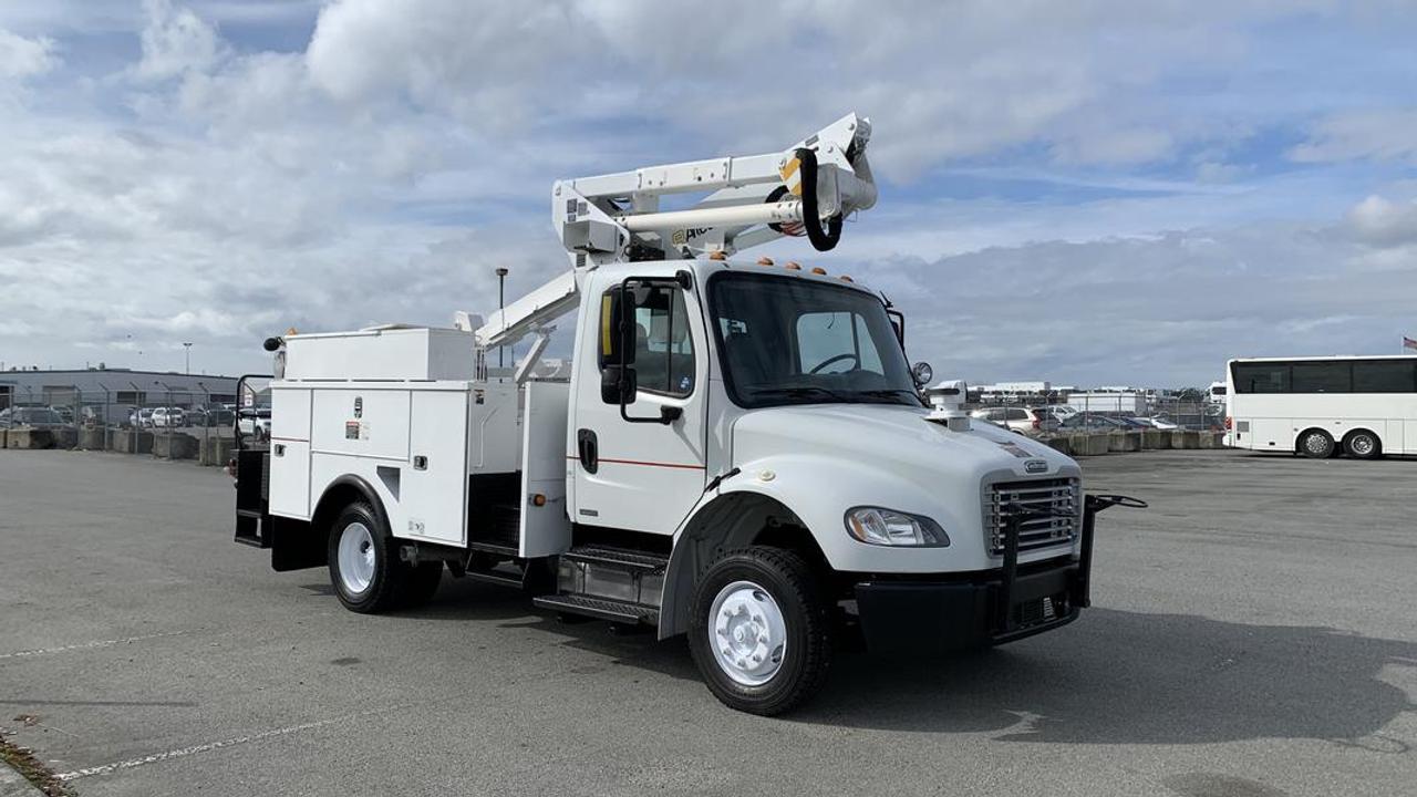 2010 Freightliner M2 106 Altec Bucket Truck Diesel With Air Brakes, 6.7L L6 DIESEL Cummins engine, 6 cylinder, 2 door, 4X2, cruise control, exhaust brake, region, backup camera, PTO  work lights, air conditioning, AM/FM radio, white exterior, black interior, cloth. Certificate and Decal Valid to February 2025 , Boom Certificate Valid to March 2025  $51,750.00 plus $375 processing fee, $52,125.00 total payment obligation before taxes.   Listing report, warranty, contract commitment cancellation fee, financing available on approved credit (some limitations and exceptions may apply). All above specifications and information is considered to be accurate but is not guaranteed and no opinion or advice is given as to whether this item should be purchased. We do not allow test drives due to theft, fraud, acts of vandalism and undetectable impaired driving. Instead we provide the following benefits: Complimentary Warranty (with options to extend), Limited Money Back Satisfaction Guarantee on Fully Completed Contracts, Contract Commitment Cancellation, and an Open-Ended Sell-Back Option. Ask seller for details or call 604-522-REPO(7376) to confirm listing availability.