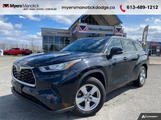 <b>Heated Seats,  Power Liftgate,  Apple CarPlay,  Android Auto,  Lane Keep Assist!<br> <br></b><br>   Compare at $41190 - Our Price is just $39990! <br> <br>   This Toyota Highlander is a well rounded SUV that provides incredible comfort, practicality and style! This  2022 Toyota Highlander is for sale today in Manotick. <br> <br>With its sleek exterior style and sophisticated interior design, the Toyota Highlander is sure to help create memorable family adventures for years to come. Whether youre looking to get away or just get around town, youll find the Highlanders bold designs will not go unnoticed. The front grille expresses unparalleled confidence on any road, while its LED taillights and large alunimum wheels add a touch of sophistication allowing you to live your life to the fullest with every trip, no matter where youre headed.This  SUV has 59,282 kms. Its  midnight black metallic in colour  . It has an automatic transmission and is powered by a  295HP 3.5L V6 Cylinder Engine. <br> <br> Our Highlanders trim level is LE. This Highlander LE is a great choice as it comes very well equipped with all-wheel drive, dynamic radar cruise control, a large 8 inch touchscreen thats paired with Entune Audio Plus, Apple CarPlay, Android Auto, SiriusXM and USB charging ports, LED headlights with automatic highbeam assist and split folding rear seats to make loading and unloading a breeze. Additional comfort and safety features include heated front seats, tri-zone climate control, Toyota Safety Sense 2.5 that is complete with lane departure warning with lane steering assist, stylish aluminum wheels, proximity keyless entry with push button start, foward collision warning, blind spot detection, a power rear liftgate, hill-start assist plus much more. This vehicle has been upgraded with the following features: Heated Seats,  Power Liftgate,  Apple Carplay,  Android Auto,  Lane Keep Assist,  Adaptive Cruise Control,  Aluminum Wheels. <br> <br>To apply right now for financing use this link : <a href=https://CreditOnline.dealertrack.ca/Web/Default.aspx?Token=3206df1a-492e-4453-9f18-918b5245c510&Lang=en target=_blank>https://CreditOnline.dealertrack.ca/Web/Default.aspx?Token=3206df1a-492e-4453-9f18-918b5245c510&Lang=en</a><br><br> <br/><br> Buy this vehicle now for the lowest weekly payment of <b>$139.69</b> with $0 down for 96 months @ 9.99% APR O.A.C. ( Plus applicable taxes -  and licensing fees   ).  See dealer for details. <br> <br>If youre looking for a Dodge, Ram, Jeep, and Chrysler dealership in Ottawa that always goes above and beyond for you, visit Myers Manotick Dodge today! Were more than just great cars. We provide the kind of world-class Dodge service experience near Kanata that will make you a Myers customer for life. And with fabulous perks like extended service hours, our 30-day tire price guarantee, the Myers No Charge Engine/Transmission for Life program, and complimentary shuttle service, its no wonder were a top choice for drivers everywhere. Get more with Myers! <br>*LIFETIME ENGINE TRANSMISSION WARRANTY NOT AVAILABLE ON VEHICLES WITH KMS EXCEEDING 140,000KM, VEHICLES 8 YEARS & OLDER, OR HIGHLINE BRAND VEHICLE(eg. BMW, INFINITI. CADILLAC, LEXUS...)<br> Come by and check out our fleet of 40+ used cars and trucks and 110+ new cars and trucks for sale in Manotick.  o~o