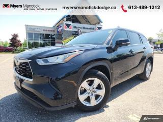 <b>Heated Seats,  Power Liftgate,  Apple CarPlay,  Android Auto,  Lane Keep Assist!<br> <br></b><br>   Compare at $38100 - Our Price is just $36990! <br> <br>   With a host of premium features, youll be able to take your family adventures to the next level with this Toyota Highlander! This  2022 Toyota Highlander is for sale today in Manotick. <br> <br>With its sleek exterior style and sophisticated interior design, the Toyota Highlander is sure to help create memorable family adventures for years to come. Whether youre looking to get away or just get around town, youll find the Highlanders bold designs will not go unnoticed. The front grille expresses unparalleled confidence on any road, while its LED taillights and large alunimum wheels add a touch of sophistication allowing you to live your life to the fullest with every trip, no matter where youre headed.This  SUV has 59,282 kms. Its  midnight black metallic in colour  . It has an automatic transmission and is powered by a  295HP 3.5L V6 Cylinder Engine. <br> <br> Our Highlanders trim level is LE. This Highlander LE is a great choice as it comes very well equipped with all-wheel drive, dynamic radar cruise control, a large 8 inch touchscreen thats paired with Entune Audio Plus, Apple CarPlay, Android Auto, SiriusXM and USB charging ports, LED headlights with automatic highbeam assist and split folding rear seats to make loading and unloading a breeze. Additional comfort and safety features include heated front seats, tri-zone climate control, Toyota Safety Sense 2.5 that is complete with lane departure warning with lane steering assist, stylish aluminum wheels, proximity keyless entry with push button start, foward collision warning, blind spot detection, a power rear liftgate, hill-start assist plus much more. This vehicle has been upgraded with the following features: Heated Seats,  Power Liftgate,  Apple Carplay,  Android Auto,  Lane Keep Assist,  Adaptive Cruise Control,  Aluminum Wheels. <br> <br>To apply right now for financing use this link : <a href=https://CreditOnline.dealertrack.ca/Web/Default.aspx?Token=3206df1a-492e-4453-9f18-918b5245c510&Lang=en target=_blank>https://CreditOnline.dealertrack.ca/Web/Default.aspx?Token=3206df1a-492e-4453-9f18-918b5245c510&Lang=en</a><br><br> <br/><br> Buy this vehicle now for the lowest weekly payment of <b>$129.21</b> with $0 down for 96 months @ 9.99% APR O.A.C. ( Plus applicable taxes -  and licensing fees   ).  See dealer for details. <br> <br>If youre looking for a Dodge, Ram, Jeep, and Chrysler dealership in Ottawa that always goes above and beyond for you, visit Myers Manotick Dodge today! Were more than just great cars. We provide the kind of world-class Dodge service experience near Kanata that will make you a Myers customer for life. And with fabulous perks like extended service hours, our 30-day tire price guarantee, the Myers No Charge Engine/Transmission for Life program, and complimentary shuttle service, its no wonder were a top choice for drivers everywhere. Get more with Myers! <br>*LIFETIME ENGINE TRANSMISSION WARRANTY NOT AVAILABLE ON VEHICLES WITH KMS EXCEEDING 140,000KM, VEHICLES 8 YEARS & OLDER, OR HIGHLINE BRAND VEHICLE(eg. BMW, INFINITI. CADILLAC, LEXUS...)<br> Come by and check out our fleet of 30+ used cars and trucks and 100+ new cars and trucks for sale in Manotick.  o~o
