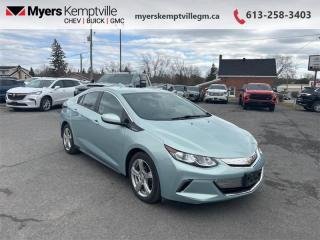 <b>Heated Seats,  Aluminum Wheels,  LED Lights,  Heated Steering Wheel,  Rear View Camera!</b><br> <br>     This  2018 Chevrolet Volt is for sale today. <br> <br>Go green with this stylish Chevy Volt. This plug-in hybrid offers an electric driving range of up to 85 kiolmetres on a full charge, so you can make fewer stops along the way. An economical gas engine is also built in when you need it, meaning this Volt doesnt carry the range anxiety that other fully-electric vehicles do. Deliberate contours and expressive proportions form a bold exterior, while the cabin offers a comfortable and relaxing place to spend extended lengths of time.This  hatchback has 93,905 kms. Its  nice in colour  . It has an automatic transmission and is powered by a  149HP 1.5L 4 Cylinder Engine. <br> <br> Our Volts trim level is LT. This impressive Chevy Volt LT comes with a long list of features such as the advanced lithium-ion battery that was designed to be lightweight, powerful and efficient, specially designed aluminum wheels, signature LED lights, automatic climate control, an 8 inch colour touchscreen display featuring Android Auto and Apple CarPlay capability, Chevrolet Mylink and SiriusXM. This luxurious hybrid also comes with heated front seats and a heated steering wheel, remote keyless access with remote vehicle start, a rear vision camera plus much more.  This vehicle has been upgraded with the following features: Heated Seats,  Aluminum Wheels,  Led Lights,  Heated Steering Wheel,  Rear View Camera,  Siriusxm,  Remote Start. <br> <br>To apply right now for financing use this link : <a href=https://www.myerskemptvillegm.ca/finance/ target=_blank>https://www.myerskemptvillegm.ca/finance/</a><br><br> <br/><br> Buy this vehicle now for the lowest bi-weekly payment of <b>$152.92</b> with $0 down for 84 months @ 9.99% APR O.A.C. ( Plus applicable taxes -  Plus applicable fees   ).  See dealer for details. <br> <br>Myers deals with almost every major lender and can offer the most competitive financing options available. All of our premium used vehicles are fully detailed, subjected to a minimum 150 point inspection and are fully backed by the dealership and General Motors. <br><br>For more details on our Myers Exclusive Engine Transmission for life coverage, follow this link: <a href=https://www.myerskanatagm.ca/myers-engine-transmission-for-life/>Life Time Coverage</a>*LIFETIME ENGINE TRANSMISSION WARRANTY NOT AVAILABLE ON VEHICLES WITH KMS EXCEEDING 140,000KM, VEHICLES 8 YEARS & OLDER, OR HIGHLINE BRAND VEHICLE(eg. BMW, INFINITI. CADILLAC, LEXUS...) o~o