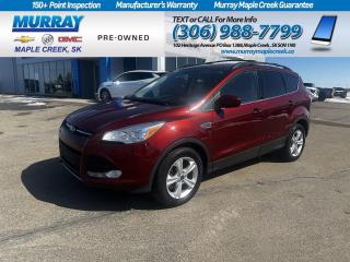 Youll love the expressive design and impressive efficiency of our 2014 Ford Escape SE AWD presented in a stunning Maroon finish! Fueled by a TurboCharged 1.6 Litre EcoBoost 4 Cylinder generating 173hp paired with a 6 Speed SelectShift Automatic transmission for all your passing needs. This All Wheel Drive SUV combination serves up approximately 7.4L/100km on the road and is responsive and agile. This Escape will have you looking for the long way home while showing off alloy wheels and fog lights that enhance a clean look. Enjoy impressive comfort in our SE cabin greets you with comfortable seats, power accessories, a rearview camera, a SYNC voice command electronics interface, Bluetooth® and audio connectivity, a CD player, a USB/iPod interface, available satellite radio, and an auxiliary audio jack. There is so much to love about this Ford that you have to come to check out all it has to offer you. Ford safety starts with six airbags, ABS, roll stability control, SOS post-crash alert, tire pressure monitoring, and traction control to ensure your safety on the road. Once behind the wheel of this Escape SE, you will know this is one of the most intelligent vehicles on the road today. Save this Page and Call for Availability. We Know You Will Enjoy Your Test Drive Towards Ownership!