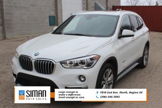 <p><strong>ACCIDENT FREE EXCELLENT SERVICE RECORDS</strong></p>

<p>Our 2017 BMW X1 has been through a <strong>presale inspection fresh full synthetic oil service. Financing Available on site Trades Encoraged. Aftermarket warranties available to fit every need and budget.</strong> The 2017 X1 is BMW's smallest and most affordable utility vehicle, yet it offers a surprising amount of passenger and cargo space. It delivers trademark BMW quality inside and out, and despite having less power than earlier versions, the X1 still accelerates and handles better than most in its class. turbocharged four-cylinder engine that delivers plenty of power and reasonable mileage thanks to a standard eight-speed automatic transmission. All-wheel drive is include in our X1. A sizable cabin makes the X1 comfortable for adults front and rear, while the wide open cargo area has more space than most of the other crossovers in this class. With the growing class of small luxury crossovers, the BMW X1 is still one of the most appealing choices. The BMW X1 comes standard with stability and traction control, antilock disc brakes (with automatic brake drying), front side airbags, full-length side curtain airbags, front knee airbags, active front-seat head restraints and hill descent control. The BMW Assist emergency communications system also comes standard and provides automatic crash notification, stolen vehicle recovery and on-demand roadside assistance. Optional safety equipment includes the rearview camera and front and rear parking sensors that are part of the basic Driver Assistance package.Standard equipment includes 18-inch wheels, foglights, rain-sensing wipers, a power liftgate, dual-zone automatic climate control, a leather-wrapped tilt-and-telescoping steering wheel, eight-way power front seats, driver seat/side mirror memory settings, premium vinyl upholstery and a 40/20/40-split folding rear seat. Standard electronic features include BMW's iDrive interface with a touchpad controller and a 6.5-inch screen, Bluetooth phone and audio connectivity, and a seven-speaker sound system with HD radio, a CD player and a USB input. Several options packages are available for the X1. The Premium package adds keyless ignition and entry, a hands-free power liftgate, adaptive LED headlights, a panoramic sunroof, power folding side mirrors, front seat power lumbar, and interior ambient lighting. The Luxury package adds real leather upholstery and wood or aluminum trim. The Cold Weather package adds heated front seats.</p>

<p><span style=color:#2980b9><strong>Siman Auto Sales is large enough to make a difference but small enough to care. We are family owned and operated, and have been proudly serving Saskatchewan car buyers since 1998. We offer on site financing, consignment, automotive repair and over 90 preowned vehicles to choose from.</strong></span></p>