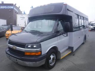 2016 Chevrolet Express G4500 Passenger Bus With Wheelchair Accessibility,(1 driver 20 passenger) 6.0L V8 OHV 16V FFV GAS engine, 8 cylinders, automatic, RWD, air conditioning, AM/FM radio, grey exterior, vinyl. (Estimated measurements: 27 feet overall length, 9 feet 8 inches overall height, 6 feet 3 inches inside height, 17 feet from back of driver seat to back of the bus. All measurements are considered to be accurate but are not guaranteed.) This listing is a former British Columbia municipality bus, the next purchaser of this will be the second owner, Certificate and Decal Valid until September 2024. $18,250.00 plus $375 processing fee, $18,625.00 total payment obligation before taxes. Sale price until May 18, 2024, 6:00 PM PDT. Listing report, warranty, contract commitment cancellation fee, financing available on approved credit (some limitations and exceptions may apply). All above specifications and information is considered to be accurate but is not guaranteed and no opinion or advice is given as to whether this item should be purchased. We do not allow test drives due to theft, fraud and acts of vandalism. Instead we provide the following benefits: Complimentary Warranty (with options to extend), Limited Money Back Satisfaction Guarantee on Fully Completed Contracts, Contract Commitment Cancellation, and an Open-Ended Sell-Back Option. Ask seller for details or call 604-522-REPO(7376) to confirm listing availability.