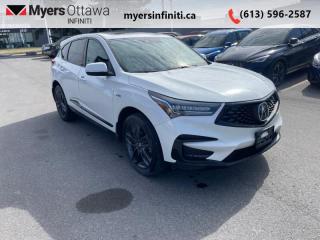 <b>Cooled Seats,  Leather Seats,  Sunroof,  Navigation,  Premium Audio!</b><br> <br>  Compare at $36587 - Our Price is just $35521! <br> <br>   Clearly structured to look and feel modern and distinct among the crowd of crossover SUVs, this Acura RDX has become a true social status statement. This  2020 Acura RDX is for sale today in Ottawa. <br> <br>This 2020 Acura RDX is cleaner, sharper, and more distinct, with a modern new take on what a crossover should look and feel like. This Acura RDX has all that it takes to be the best SUV in the Acura line up, and more so one of the best crossovers within its segment. Styled with a luxurious looking grille and multiple added details, this Acura RDX is no longer just your modern crossover SUV, but more of a statement piece.This  SUV has 78,383 kms. Its  white in colour  . It has an automatic transmission and is powered by a  272HP 2.0L 4 Cylinder Engine.  It may have some remaining factory warranty, please check with dealer for details. <br> <br> Our RDXs trim level is A-Spec AWD. This A-Spec RDX is full of amazing style and comfort upgrades like cooled Alcantara leather seats, heated steering wheel, A-Spec exclusive wheels, fog lights, power folding side mirrors, metal sport pedals, and a 3D premium entertainment system. This RDX is packed with premium features like power moonroof, driver memory settings, heated seats, power liftgate, remote start, keyless access, navigation, a 10 inch touchscreen, Bluetooth, SiriusXM, Apple CarPlay, and Wi-Fi. You also get modern driver assistance and active safety features like collision and road departure mitigation with forward collision warning, lane keep assist with departure warning, adaptive cruise control, blind spot information system, front and rear parking sensors, and speed limit information. This vehicle has been upgraded with the following features: Cooled Seats,  Leather Seats,  Sunroof,  Navigation,  Premium Audio,  Heated Seats,  Heated Steering Wheel. <br> <br>To apply right now for financing use this link : <a href=https://www.myersinfiniti.ca/finance/ target=_blank>https://www.myersinfiniti.ca/finance/</a><br><br> <br/><br> Buy this vehicle now for the lowest bi-weekly payment of <b>$352.01</b> with $0 down for 72 months @ 11.00% APR O.A.C. ( taxes included, and licensing fees   ).  See dealer for details. <br> <br>*LIFETIME ENGINE TRANSMISSION WARRANTY NOT AVAILABLE ON VEHICLES WITH KMS EXCEEDING 140,000KM, VEHICLES 8 YEARS & OLDER, OR HIGHLINE BRAND VEHICLE(eg. BMW, INFINITI. CADILLAC, LEXUS...)<br> Come by and check out our fleet of 40+ used cars and trucks and 90+ new cars and trucks for sale in Ottawa.  o~o
