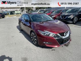 <b>Low Mileage, Navigation,  Leather Seats,  Cooled Seats,  Heated Seats,  Bluetooth!</b><br> <br>  Compare at $20367 - Our Price is just $19774! <br> <br>   Cutting edge style, a well-appointed interior, and a lively drivetrain. This Nissan Maxima has it all. This  2016 Nissan Maxima is for sale today in Ottawa. <br> <br>This Nissan Maxima is more than just a sedan. Its a four-door sports car. Any full-size sedan can deliver a comfortable ride, but this Maxima gives you an exciting driving experience without sacrificing comfort and style like no other sedan on the road. Step inside the spacious interior and youll feel like youre in a much more expensive luxury car. From the impressive performance to the distinct style to the well-appointed interior, theres a lot to love in this Nissan Maxima. This low mileage  sedan has just 79,522 kms. Its  maroon in colour  . It has an automatic transmission and is powered by a  300HP 3.5L V6 Cylinder Engine.  It may have some remaining factory warranty, please check with dealer for details. <br> <br> Our Maximas trim level is SR. The SR trim highlights the performance of this four-door sports car. This Maxima comes with sport-tuned suspension, paddle shifters, aluminum sport pedals, aluminum wheels, heated and cooled leather seats with diamond-quilted inserts, navigation, Bluetooth, SiriusXM, Bose 11-speaker premium audio, remote start, a rearview camera, a heated steering wheel, and more. This vehicle has been upgraded with the following features: Navigation,  Leather Seats,  Cooled Seats,  Heated Seats,  Bluetooth,  Premium Sound Package,  Heated Steering Wheel. <br> <br>To apply right now for financing use this link : <a href=https://www.myersinfiniti.ca/finance/ target=_blank>https://www.myersinfiniti.ca/finance/</a><br><br> <br/><br> Buy this vehicle now for the lowest bi-weekly payment of <b>$266.03</b> with $0 down for 48 months @ 11.00% APR O.A.C. ( taxes included, and licensing fees   ).  See dealer for details. <br> <br>*LIFETIME ENGINE TRANSMISSION WARRANTY NOT AVAILABLE ON VEHICLES WITH KMS EXCEEDING 140,000KM, VEHICLES 8 YEARS & OLDER, OR HIGHLINE BRAND VEHICLE(eg. BMW, INFINITI. CADILLAC, LEXUS...)<br> Come by and check out our fleet of 40+ used cars and trucks and 90+ new cars and trucks for sale in Ottawa.  o~o