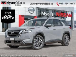 <b>Sunroof,  Navigation,  Leather Seats,  Apple CarPlay,  Android Auto!</b><br> <br> <br> <br>  After a hard day on the trail or hauling family, the interior of this 2024 Nissan feels like a sanctuary. <br> <br>With all the latest safety features, all the latest innovations for capability, and all the latest connectivity and style features you could want, this 2024 Nissan Pathfinder is ready for every adventure. Whether its the urban cityscape, or the backcountry trail, this 2024Pathfinder was designed to tackle it with grace. If you have an active family, they deserve all the comfort, style, and capability of the 2024 Nissan Pathfinder.<br> <br> This bolder grey SUV  has an automatic transmission and is powered by a  284HP 3.5L V6 Cylinder Engine.<br> <br> Our Pathfinders trim level is SL. This Pathfinder SL adds heated leather trimmed seats, driver memory settings, and a 120V outlet to this incredible SUV. This family hauler is ready for the city or the trail with modern features such as NissanConnect with navigation, touchscreen, and voice command, Apple CarPlay and Android Auto, paddle shifters, Class III towing equipment with hitch sway control, automatic locking hubs, alloy wheels, automatic LED headlamps, and fog lamps. Keep your family safe and comfortable with a heated leather steering wheel, a dual row sunroof, a proximity key with proximity cargo access, smart device remote start, power liftgate, collision mitigation, lane keep assist, blind spot intervention, front and rear parking sensors, and a 360-degree camera. This vehicle has been upgraded with the following features: Sunroof,  Navigation,  Leather Seats,  Apple Carplay,  Android Auto,  Power Liftgate,  Blind Spot Detection.  This is a demonstrator vehicle driven by a member of our staff, so we can offer a great deal on it.<br><br> <br/>    6.49% financing for 84 months. <br> Payments from <b>$887.59</b> monthly with $0 down for 84 months @ 6.49% APR O.A.C. ( Plus applicable taxes -  $621 Administration fee included. Licensing not included.    ).  Incentives expire 2024-05-31.  See dealer for details. <br> <br> <br>LEASING:<br><br>Estimated Lease Payment: $790/m <br>Payment based on 3.99% lease financing for 39 months with $0 down payment on approved credit. Total obligation $30,812. Mileage allowance of 20,000 KM/year. Offer expires 2024-05-31.<br><br><br>We are proud to regularly serve our clients and ready to help you find the right car that fits your needs, your wants, and your budget.And, of course, were always happy to answer any of your questions.Proudly supporting Ottawa, Orleans, Vanier, Barrhaven, Kanata, Nepean, Stittsville, Carp, Dunrobin, Kemptville, Westboro, Cumberland, Rockland, Embrun , Casselman , Limoges, Crysler and beyond! Call us at (613) 824-8550 or use the Get More Info button for more information. Please see dealer for details. The vehicle may not be exactly as shown. The selling price includes all fees, licensing & taxes are extra. OMVIC licensed.Find out why Myers Orleans Nissan is Ottawas number one rated Nissan dealership for customer satisfaction! We take pride in offering our clients exceptional bilingual customer service throughout our sales, service and parts departments. Located just off highway 174 at the Jean DÀrc exit, in the Orleans Auto Mall, we have a huge selection of New vehicles and our professional team will help you find the Nissan that fits both your lifestyle and budget. And if we dont have it here, we will find it or you! Visit or call us today.<br> Come by and check out our fleet of 50+ used cars and trucks and 120+ new cars and trucks for sale in Orleans.  o~o