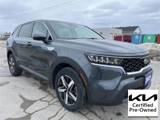 <b>Heated Steering Wheel, Remote Start, Apple Carplay, Android Auto, Heated Seats, Power Driver Seat, 7 Passenger Seating, Accident Free on Carfax Report, Local Trade not a Rental, Non-Smoker, Fresh Oil Change, Low Mileage!<br> <br></b><br>   Compare at $33746 - Kia of Timmins is just $32448! <br> <br>   This Kia Sorento is designed to be the ultimate stylish, safe and family friendly SUV with excellent capabilities. This  2021 Kia Sorento is fresh on our lot in Timmins. <br> <br>This 2021 Kia Sorento is a classy, comfortable, and capable SUV built to be the perfect family hauler. It boasts one of the best designed and built interiors within its class, and an elegant exterior design that is sure to capture attention. It delivers responsive handling, while also being very restrained and supple regardless of the road condition. This Kia Sorento does just about everything with grace, confidence and style.This low mileage  SUV has just 38,608 kms and is a Certified Pre-Owned vehicle. Its  grey in colour  . It has a 8 speed automatic transmission and is powered by a  191HP 2.5L 4 Cylinder Engine.  And its got a certified used vehicle warranty for added peace of mind. <br> <br> Our Sorentos trim level is LX Premium. This all wheel drive Sorento is full of style and convenience on the outside with accented alloy wheels, chrome exterior trim, and automatic LED lighting. The tech and style continue on the inside with a large 8 inch touchscreen, Android Auto, Apple CarPlay, heated seats, remote keyless entry, forward collision avoidance and lane keep assist. The Premium package adds a heated steering wheel, proximity keys with push button start, dual zone front HVAC, separate rear HVAC, a power driver seat, parking sensors, wireless charging and blind spot assistance. This vehicle has been upgraded with the following features: Air, Rear Air, Tilt, Cruise, Power Windows, Power Locks, Power Mirrors. <br> <br>To apply right now for financing use this link : <a href=https://www.kiaoftimmins.com/timmins-ontario-car-loan-application target=_blank>https://www.kiaoftimmins.com/timmins-ontario-car-loan-application</a><br><br> <br/>Kia Certified Pre-Owned vehicles are the most reliable pre-owned vehicles on the road. At Kia, were so sure of this, we stand behind our vehicles with a no hassle 30 day / 2,000 kmexchange privilege. We offer the following benefits: 135 point vehicle inspection, paintless dent removal coverage, key and keyless remote replacement coverage, mechanical breakdown protection (optional coverage), filter changes, $500 graduate bonus (if applicable), CarFax vehicle history report, SiriusXM satellite radio trial, fully backed by Kia Canada. For more information, please contact one of our professional staff at Kia of Timmins.<br> <br/><br> Buy this vehicle now for the lowest bi-weekly payment of <b>$240.53</b> with $0 down for 84 months @ 8.99% APR O.A.C. ( Plus applicable taxes -  Plus applicable fees   / Total Obligation of $43776  ).  See dealer for details. <br> <br>As a local, family owned and operated dealership we look to be your number one place to buy your new vehicle! Kia of Timmins has been serving a large community across northern Ontario since 2001 and focuses highly on customer satisfaction. Our #1 priority is to make you feel at home as soon as you step foot in our dealership. Family owned and operated, our business is in Timmins, Ontario the city with the heart of gold. Also positioned near many towns in which we service such as: South Porcupine, Porcupine, Gogama, Foleyet, Chapleau, Wawa, Hearst, Mattice, Kapuskasing, Moonbeam, Fauquier, Smooth Rock Falls, Moosonee, Moose Factory, Fort Albany, Kashechewan, Abitibi Canyon, Cochrane, Iroquois falls, Matheson, Ramore, Kenogami, Kirkland Lake, Englehart, Elk Lake, Earlton, New Liskeard, Temiskaming Shores and many more.We have a fresh selection of new & used vehicles for sale for you to choose from. If we dont have what you need, we can find it! All makes and models are within our reach including: Dodge, Chrysler, Jeep, Ram, Chevrolet, GMC, Ford, Honda, Toyota, Hyundai, Mitsubishi, Nissan, Lincoln, Mazda, Subaru, Volkswagen, Mini-vans, Trucks and SUVs.<br><br>We are located at 1285 Riverside Drive, Timmins, Ontario. Too far way? We deliver anywhere in Ontario and Quebec!<br><br>Come in for a visit, call 1-800-661-6907 to book a test drive or visit <a href=https://www.kiaoftimmins.com>www.kiaoftimmins.com</a> for complete details. All prices are plus HST and Licensing.<br><br>We look forward to helping you with all your automotive needs!<br> o~o