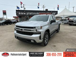 <b>Remote Start,  Heated Seats,  Aluminum Wheels,  Apple CarPlay,  Android Auto!</b><br> <br>    Offering unprecedented power, efficiency and technology, this Chevy Silverado 1500 is designed to get the job done right. This  2021 Chevrolet Silverado 1500 is for sale today. <br> <br>The Chevy Silverado 1500 is functional and ergonomic, suited for the work-site and or family life. Bold styling throughout gives it amazing curb appeal and a dominating stance on the road, while the its smartly designed interior keeps every passenger in superb comfort and connectivity on any trip. With brawn, brains and reliability, this pickup was built by truck people, for truck people, and comes from the family of the most dependable, longest-lasting full-size pickups on the road. This  Double Cab 4X4 pickup  has 100,895 kms. Its  silver in colour  . It has a 8 speed automatic transmission and is powered by a  355HP 5.3L 8 Cylinder Engine.  <br> <br> Our Silverado 1500s trim level is RST. Stepping up to this Silverado 1500 RST is a great choice as it comes loaded with premium features like stylish aluminum wheels, a larger 8 inch touchscreen, Apple CarPlay and Android Auto, Chevrolet MyLink, bluetooth streaming audio, remote engine start and keyless entry plus an EZ-Lift tailgate. Additional features also include signature LED lights and LED cargo area lighting, body coloured bumpers and trim, heated front seats and a 10-way power driver seat, cruise control, steering wheel audio controls, a rear vision camera, dual-zone climate control, teen driver technology, LED fog lights and 4G LTE hotspot capability. This vehicle has been upgraded with the following features: Remote Start,  Heated Seats,  Aluminum Wheels,  Apple Carplay,  Android Auto,  Led Lights,  Touch Screen. <br> <br>To apply right now for financing use this link : <a href=https://www.platinumautosport.com/credit-application/ target=_blank>https://www.platinumautosport.com/credit-application/</a><br><br> <br/><br> Buy this vehicle now for the lowest bi-weekly payment of <b>$242.24</b> with $0 down for 96 months @ 5.99% APR O.A.C. ( Plus applicable taxes -  Plus applicable fees   ).  See dealer for details. <br> <br><br> We know that you have high expectations, and as car dealers, we enjoy the challenge of meeting and exceeding those standards each and every time. Allow us to demonstrate our commitment to excellence! </br>

<br> As your one stop shop for quality pre owned vehicles and hassle free auto financing in Saskatoon, we provide the following offers & incentives for our valued clients in Saskatchewan, Alberta & Manitoba. </br> o~o