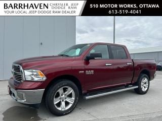 Just IN... Local One Owner Trade-In with Low KMs 2017 Ram 1500 SLT Crew 4X4. Some of the Feature Options included in the Trim Package are 5.7L HEMI VVT V8 engine with FuelSaver MDS, 8speed TorqueFlite automatic transmission, 20inch aluminum wheels with Tech Silver pockets, Bright wheeltowheel side steps, Sprayin bedliner, Tonneau Cover, Class IV hitch receiver, Antispin differential rear axle, 8.4inch touchscreen, GPS navigation, ParkView Rear BackUp Camera, ParkSense Rear Park Assist System, Power folding exterior mirrors, Remote Auto Start system, Remote keyless entry, Universal garage door opener, Leatherwrapped steering wheel, Hands Free Bluetooth Technology & More. The Ram has gone through a Detail Cleaning and is all ready for YOU. Nobody deals like Barrhaven Jeep Dodge Ram, come and see us today and we will show you why!!