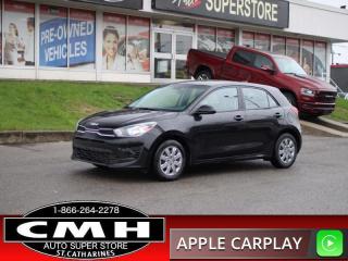 <b>FUEL EFFICIENT !! REAR CAMERA, APPLE CARPLAY, ANDROID AUTO, BLUETOOTH, STEERING WHEEL CONTROLS, CRUISE CONTROL, HEATED SEATS, POWER WINDOWS, POWER LOCKS, POWER MIRRORS, USB PORTS, 15-INCH STEEL WHEELS W/ PLASTIC CAPS</b><br>      This  2022 Kia Rio 5-door is for sale today. <br> <br>Built to take on life at a whim, this Rio 5 is an easy choice for someone that needs an adaptable and versatile compact hatchback. Stuffed with a surprising amount of tech, this Rio 5 often feels like more than just a compact hatchback, seamlessly helping you with your agenda in a confident and cool way. For an easy and convenient hatch that always has your back, this Rio 5 is an easy choice. This  hatchback has 56,540 kms. Its  black in colour  . It has an automatic transmission and is powered by a  120HP 1.6L 4 Cylinder Engine. <br> <br> Our Rio 5-doors trim level is LX+. This Rio 5 has more tech than you expect like an 8 inch display with wireless Android Auto and Apple CarPlay, Bluetooth, and steering wheel controls. Heated seats offer comfort while remote keyless entry, cruise control, heated power side mirrors, easy and convenient cargo space, and a very handy rearview camera offer endless convenience.<br> <br>To apply right now for financing use this link : <a href=https://www.cmhniagara.com/financing/ target=_blank>https://www.cmhniagara.com/financing/</a><br><br> <br/><br>Trade-ins are welcome! Financing available OAC ! Price INCLUDES a valid safety certificate! Price INCLUDES a 60-day limited warranty on all vehicles except classic or vintage cars. CMH is a Full Disclosure dealer with no hidden fees. We are a family-owned and operated business for over 30 years! o~o