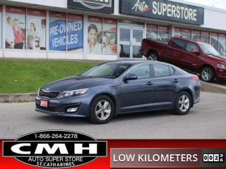 <b>ONLY 24,000 KMS !! BLUETOOTH, STEERING WHEEL AUDIO CONTROLS, CRUISE CONTROL, AUX + USB PORTS, POWER DRIVER SEAT, HEATED FRONT SEATS, HEATED STEERING WHEEL, POWER GROUP, AIR CONDITIONING, 16-IN ALLOY WHEELS<br></b><br>      This  2015 Kia Optima is for sale today. <br> <br>With world-class engineering, outstanding performance and advanced safety systems, the 2015 Kia Optima gives you good reason to be passionate about driving a midsize sedan. This low mileage  sedan has just 23,299 kms. Its  blue in colour  . It has an automatic transmission and is powered by a  192HP 2.4L 4 Cylinder Engine.  This vehicle has been upgraded with the following features: Bluetooth, Steering Wheel Controls, Cruise, Drivers Power Seat, Heated Front Seats, Heated Steering Wheel, Power Windows. <br> <br>To apply right now for financing use this link : <a href=https://www.cmhniagara.com/financing/ target=_blank>https://www.cmhniagara.com/financing/</a><br><br> <br/><br>Trade-ins are welcome! Financing available OAC ! Price INCLUDES a valid safety certificate! Price INCLUDES a 60-day limited warranty on all vehicles except classic or vintage cars. CMH is a Full Disclosure dealer with no hidden fees. We are a family-owned and operated business for over 30 years! o~o