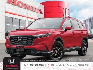 <p><strong>Introducing the 2024 CR-V Sport – Your Gateway to Adventure! </strong></p>

<p>Are you ready to take on every adventure with confidence? Look no further than the CR-V Sport, where power and performance meet style and safety.</p>

<p><strong>Powerful Performance: </strong>Under the hood, you'll find a 1.5-litre, 16-valve, Direct Injection, DOHC, turbocharged 4-cylinder engine boasting 190 horsepower. Paired with a continuous variable transmission (CVT) and Real Time AWD™ with Intelligent Control System™, this crossover SUV is engineered for excitement.</p>

<p><strong>Efficiency at its Best:</strong> The ECON mode (Eco mode) optimizes the i-VTEC® 4-cylinder engine and auxiliary systems to enhance fuel efficiency, delivering an impressive estimated 9.1/7.6/8.4 liters (City/Hwy/Combined) per 100 km.</p>

<p><strong>Safety First:</strong> The Honda Sensing technologies (safety technology), Adaptive Cruise Control with Low Speed Follow, Forward Collision Warning system, Collision Mitigation Braking system, Lane Departure Warning system, Lane Keeping Assist system and Road Departure Mitigation system, Traffic Sign Recognition, Blind Spot Information (BSI) System, Traffic Jam Assist and Rear Cross Traffic Monitor system are designed to help make your drive safer than ever before.</p>

<p><strong>Seamless Connectivity:</strong> Stay connected effortlessly with Apple CarPlay™ (Apple Auto) and Android Auto™ (Android Play) compatibility. Your smartphone's key content is showcased on the crisp 7-inch display audio system with HondaLink™ Next Generation. Enjoy HandsFreeLink™-Bilingual Bluetooth® wireless mobile phone interface, Bluetooth® Streaming Audio, and two USB device connectors.</p>

<p><strong>Comfort and Convenience:</strong> Inside, experience comfort with a 12-way power-adjustable driver's seat, including power lumbar support. Let a bit of the great outdoors in with the one-touch power moonroof (sunroof). The leather-wrapped steering wheel, sport pedals, and leather-wrapped shift knob add a touch of style to the interior.</p>

<p><strong>Family-Friendly:</strong> There's room for the whole family and all their gear with the power tailgate and roof rails. The remote engine starter and proximity key entry with pushbutton (push button) start get you on your way faster. Plus, the bold 18-inch aluminum-alloy wheels and advanced lighting features, including LED daytime running lights, auto-on/off projector-beam halogen headlights, auto high-beams, and fog lights, illuminate your path to new adventures.</p>

<p><span style=color:#ff0000><em><strong>Premium paint charge of $300 is not included on all colours/models.</strong></em></span></p>

<p>Experience the Difference at Cambridge Centre Honda! Why Test Drive Here? You choose: drive with a sales person or on your own, extended overnight and at home test drives available. Why Purchase Here? VIP Coupon Booklet: up to $1000 in service & other savings, FREE Ontario-Wide Delivery. Cambridge Centre Honda proudly serves customers from Cambridge, Kitchener, Waterloo, Brantford, Hamilton, Waterford, Brant, Woodstock, Paris, Branchton, Preston, Hespeler, Galt, Puslinch, Morriston, Roseville, Plattsville, New Hamburg, Baden, Tavistock, Stratford, Wellesley, St. Clements, St. Jacobs, Elmira, Breslau, Guelph, Fergus, Elora, Rockwood, Halton Hills, Georgetown, Milton and all across Ontario!</p>