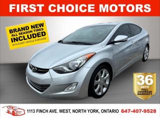 Welcome to First Choice Motors, the largest car dealership in Toronto of pre-owned cars, SUVs, and vans priced between $5000-$15,000. With an impressive inventory of over 300 vehicles in stock, we are dedicated to providing our customers with a vast selection of affordable and reliable options. <br><br>Were thrilled to offer a used 2013 Hyundai Elantra LIMITED, silver color with 149,000km (STK#7161) This vehicle was $10990 NOW ON SALE FOR $9990. It is equipped with the following features:<br>- Automatic Transmission<br>- Leather Seats<br>- Sunroof<br>- Heated seats<br>- Navigation<br>- Bluetooth<br>- Reverse camera<br>- Alloy wheels<br>- Power windows<br>- Power locks<br>- Power mirrors<br>- Air Conditioning<br><br>At First Choice Motors, we believe in providing quality vehicles that our customers can depend on. All our vehicles come with a 36-day FULL COVERAGE warranty. We also offer additional warranty options up to 5 years for our customers who want extra peace of mind.<br><br>Furthermore, all our vehicles are sold fully certified with brand new brakes rotors and pads, a fresh oil change, and brand new set of all-season tires installed & balanced. You can be confident that this car is in excellent condition and ready to hit the road.<br><br>At First Choice Motors, we believe that everyone deserves a chance to own a reliable and affordable vehicle. Thats why we offer financing options with low interest rates starting at 7.9% O.A.C. Were proud to approve all customers, including those with bad credit, no credit, students, and even 9 socials. Our finance team is dedicated to finding the best financing option for you and making the car buying process as smooth and stress-free as possible.<br><br>Our dealership is open 7 days a week to provide you with the best customer service possible. We carry the largest selection of used vehicles for sale under $9990 in all of Ontario. We stock over 300 cars, mostly Hyundai, Chevrolet, Mazda, Honda, Volkswagen, Toyota, Ford, Dodge, Kia, Mitsubishi, Acura, Lexus, and more. With our ongoing sale, you can find your dream car at a price you can afford. Come visit us today and experience why we are the best choice for your next used car purchase!<br><br>All prices exclude a $10 OMVIC fee, license plates & registration  and ONTARIO HST (13%)