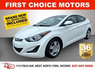Welcome to First Choice Motors, the largest car dealership in Toronto of pre-owned cars, SUVs, and vans priced between $5000-$15,000. With an impressive inventory of over 300 vehicles in stock, we are dedicated to providing our customers with a vast selection of affordable and reliable options. <br><br>Were thrilled to offer a used 2014 Hyundai Elantra GL, white color with 129,000km (STK#7167) This vehicle was $11990 NOW ON SALE FOR $10990. It is equipped with the following features:<br>- Automatic Transmission<br>- Heated seats<br>- Bluetooth<br>- Power windows<br>- Power locks<br>- Power mirrors<br>- Air Conditioning<br><br>At First Choice Motors, we believe in providing quality vehicles that our customers can depend on. All our vehicles come with a 36-day FULL COVERAGE warranty. We also offer additional warranty options up to 5 years for our customers who want extra peace of mind.<br><br>Furthermore, all our vehicles are sold fully certified with brand new brakes rotors and pads, a fresh oil change, and brand new set of all-season tires installed & balanced. You can be confident that this car is in excellent condition and ready to hit the road.<br><br>At First Choice Motors, we believe that everyone deserves a chance to own a reliable and affordable vehicle. Thats why we offer financing options with low interest rates starting at 7.9% O.A.C. Were proud to approve all customers, including those with bad credit, no credit, students, and even 9 socials. Our finance team is dedicated to finding the best financing option for you and making the car buying process as smooth and stress-free as possible.<br><br>Our dealership is open 7 days a week to provide you with the best customer service possible. We carry the largest selection of used vehicles for sale under $9990 in all of Ontario. We stock over 300 cars, mostly Hyundai, Chevrolet, Mazda, Honda, Volkswagen, Toyota, Ford, Dodge, Kia, Mitsubishi, Acura, Lexus, and more. With our ongoing sale, you can find your dream car at a price you can afford. Come visit us today and experience why we are the best choice for your next used car purchase!<br><br>All prices exclude a $10 OMVIC fee, license plates & registration  and ONTARIO HST (13%)