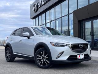 <b>Head-Up Display,  Sunroof,  Leather Seats,  Navigation,  Premium Audio System!</b><br> <br>  Compare at $17984 - Our Price is just $17460! <br> <br>   Stylish, nimble, competent, and well equipped. This Mazda CX-3 is a standout among subcompact SUVs. This  2016 Mazda CX-3 is fresh on our lot in Midland. <br> <br>The 2016 Mazda CX-3 is Mazdas entry into the subcompact crossover market. The KODO-Soul of Motion design offers a rich feel to the interior, thanks to it extensive use of high quality materials. If you want to emphasize the SPORT in your compact sport-utility, this attractive Mazda CX-3 will deliver it in ways that its competition just cant match. This  SUV has 122,688 kms. Its  crystal white pearl mica in colour  . It has a 6 speed automatic transmission and is powered by a  146HP 2.0L 4 Cylinder Engine.  <br> <br> Our CX-3s trim level is GT. Enjoy the best life has to offer in the Mazda CX-3 GT with leather and Lux Suede trimmed upholstery and a Bose audio system with seven speakers. Find your destination with no delay thanks to the navigation system. Other standard features include a head-up display, chrome exterior cladding and grille, LED headlights, fog lights and taillights, sunroof, unique alloy wheels, a seven-inch colour touchscreen display with MAZDA CONNECT, illuminated entry, advanced keyless entry, and heated front seats. This vehicle has been upgraded with the following features: Head-up Display,  Sunroof,  Leather Seats,  Navigation,  Premium Audio System,  Heated Seats,  Aluminum Wheels. <br> <br>To apply right now for financing use this link : <a href=https://www.bourgeoishyundai.com/finance/ target=_blank>https://www.bourgeoishyundai.com/finance/</a><br><br> <br/><br>BUY WITH CONFIDENCE. Bourgeois Auto Group, we dont just sell cars; for over 75 years, we have delivered extraordinary automotive experiences in every showroom, on the road, and at your home. Offering complimentary delivery in an enclosed trailer. <br><br>Why buy from the Bourgeois Auto Group? Whether you are looking for a great place to buy your next new or used vehicle find a qualified repair center or looking for parts for your vehicle the Bourgeois Auto Group has the answer. We offer both new vehicles and pre-owned vehicles with over 25 brand manufacturers and over 200 Pre-owned Vehicles to choose from. Were constantly changing to meet the needs of our customers and stay ahead of the competition, and we are committed to investing in modern technology to ensure that we are always on the cutting edge. We use very strategic programs and tools that give us current market data to price our vehicles to the market to make sure that our customers are getting the best deal not only on the new car but on your trade-in as well. Ask for your free Live Market analysis report and save time and money. <br><br>WE BUY CARS  Any make model or condition, No purchase necessary. We are OPEN 24 hours a Day/7 Days a week with our online showroom and chat service. Our market value pricing provides the most competitive prices on all our pre-owned vehicles all the time. Market Value Pricing is achieved by polling over 20000 pre-owned websites every day to ensure that every single customer receives real-time Market Value Pricing on every pre-owned vehicle we sell. Customer service is our top priority. No hidden costs or fees, and full disclosure on all services and Carfax®. <br><br>With over 23 brands and over 400 full- and part-time employees, we look forward to serving all your automotive needs! <br> Come by and check out our fleet of 20+ used cars and trucks and 50+ new cars and trucks for sale in Midland.  o~o