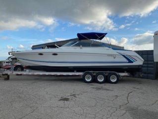 <p>Powered with Merc 454 MPI and Bravo III drives.  Includes new tops, cockpit upholstery.  Equipped with air conditioning, Thunder exhaust, windlass, large head, fresh bottom paint.  Extremely clean fresh water boat.  Showing 425 hours.  If interested and for more information, please call 519-671-4592</p>