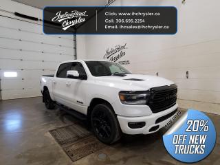 <b>Navigation,  Heated Seats,  4G Wi-Fi,  Heated Steering Wheel,  Forward Collision Alert!</b><br> <br> <br> <br>  Discover the inner beauty and rugged exterior of this stylish Ram 1500. <br> <br>The Ram 1500s unmatched luxury transcends traditional pickups without compromising its capability. Loaded with best-in-class features, its easy to see why the Ram 1500 is so popular. With the most towing and hauling capability in a Ram 1500, as well as improved efficiency and exceptional capability, this truck has the grit to take on any task.<br> <br> This white Crew Cab 4X4 pickup   has a 8 speed automatic transmission and is powered by a  395HP 5.7L 8 Cylinder Engine.<br> <br> Our 1500s trim level is Sport. This RAM 1500 Sport throws in some great comforts such as power-adjustable heated front seats with lumbar support, dual-zone climate control, power-adjustable pedals, deluxe sound insulation, and a heated leather-wrapped steering wheel. Connectivity is handled by an upgraded 12-inch display powered by Uconnect 5W with inbuilt navigation, mobile internet hotspot access, smart device integration, and a 10-speaker audio setup. Additional features include power folding exterior mirrors, a power rear window with defrosting, class II towing equipment including a hitch, wiring harness and trailer sway control, heavy-duty suspension, cargo box lighting, and a locking tailgate. This vehicle has been upgraded with the following features: Navigation,  Heated Seats,  4g Wi-fi,  Heated Steering Wheel,  Forward Collision Alert,  Climate Control,  Aluminum Wheels. <br><br> View the original window sticker for this vehicle with this url <b><a href=http://www.chrysler.com/hostd/windowsticker/getWindowStickerPdf.do?vin=1C6SRFVT4RN145733 target=_blank>http://www.chrysler.com/hostd/windowsticker/getWindowStickerPdf.do?vin=1C6SRFVT4RN145733</a></b>.<br> <br>To apply right now for financing use this link : <a href=https://www.indianheadchrysler.com/finance/ target=_blank>https://www.indianheadchrysler.com/finance/</a><br><br> <br/> Weve discounted this vehicle $12200. See dealer for details. <br> <br>At Indian Head Chrysler Dodge Jeep Ram Ltd., we treat our customers like family. That is why we have some of the highest reviews in Saskatchewan for a car dealership!  Every used vehicle we sell comes with a limited lifetime warranty on covered components, as long as you keep up to date on all of your recommended maintenance. We even offer exclusive financing rates right at our dealership so you dont have to deal with the banks.
You can find us at 501 Johnston Ave in Indian Head, Saskatchewan-- visible from the TransCanada Highway and only 35 minutes east of Regina. Distance doesnt have to be an issue, ask us about our delivery options!

Call: 306.695.2254<br> Come by and check out our fleet of 30+ used cars and trucks and 80+ new cars and trucks for sale in Indian Head.  o~o