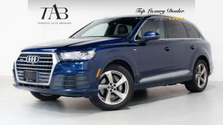 This beautiful 2018 Audi Q7 S-line is a local Ontario vehicle. With seating for seven, premium Bose sound system, and a breathtaking panoramic sunroof, every journey becomes an adventure.

Key features Include:

- S-LINE trim for enhanced sporty aesthetics
- Seating for seven passengers
- Premium BOSE sound system
- Panoramic sunroof
- Spacious and luxurious interior
- Advanced infotainment system with touchscreen display
- Navigation system 
- Adaptive cruise control 
- Lane departure warning and lane-keeping assist
- Heated Steering wheel
- Blind-spot monitoring with rear cross-traffic alert
- Parking sensors with 360-degree camera system
- Heated and ventilated front seats
- Leather upholstery with contrast stitching
- Power-adjustable front seats with memory settings
- LED headlights with automatic high beams
- Dynamic Select driving modes
- Keyless entry and ignition

NOW OFFERING 3 MONTH DEFERRED FINANCING PAYMENTS ON APPROVED CREDIT. 

Looking for a top-rated pre-owned luxury car dealership in the GTA? Look no further than Toronto Auto Brokers (TAB)! Were proud to have won multiple awards, including the 2023 GTA Top Choice Luxury Pre Owned Dealership Award, 2023 CarGurus Top Rated Dealer, 2024 CBRB Dealer Award, the Canadian Choice Award 2024,the 2024 BNS Award, the 2023 Three Best Rated Dealer Award, and many more!

With 30 years of experience serving the Greater Toronto Area, TAB is a respected and trusted name in the pre-owned luxury car industry. Our 30,000 sq.Ft indoor showroom is home to a wide range of luxury vehicles from top brands like BMW, Mercedes-Benz, Audi, Porsche, Land Rover, Jaguar, Aston Martin, Bentley, Maserati, and more. And we dont just serve the GTA, were proud to offer our services to all cities in Canada, including Vancouver, Montreal, Calgary, Edmonton, Winnipeg, Saskatchewan, Halifax, and more.

At TAB, were committed to providing a no-pressure environment and honest work ethics. As a family-owned and operated business, we treat every customer like family and ensure that every interaction is a positive one. Come experience the TAB Lifestyle at its truest form, luxury car buying has never been more enjoyable and exciting!

We offer a variety of services to make your purchase experience as easy and stress-free as possible. From competitive and simple financing and leasing options to extended warranties, aftermarket services, and full history reports on every vehicle, we have everything you need to make an informed decision. We welcome every trade, even if youre just looking to sell your car without buying, and when it comes to financing or leasing, we offer same day approvals, with access to over 50 lenders, including all of the banks in Canada. Feel free to check out your own Equifax credit score without affecting your credit score, simply click on the Equifax tab above and see if you qualify.

So if youre looking for a luxury pre-owned car dealership in Toronto, look no further than TAB! We proudly serve the GTA, including Toronto, Etobicoke, Woodbridge, North York, York Region, Vaughan, Thornhill, Richmond Hill, Mississauga, Scarborough, Markham, Oshawa, Peteborough, Hamilton, Newmarket, Orangeville, Aurora, Brantford, Barrie, Kitchener, Niagara Falls, Oakville, Cambridge, Kitchener, Waterloo, Guelph, London, Windsor, Orillia, Pickering, Ajax, Whitby, Durham, Cobourg, Belleville, Kingston, Ottawa, Montreal, Vancouver, Winnipeg, Calgary, Edmonton, Regina, Halifax, and more.

Call us today or visit our website to learn more about our inventory and services. And remember, all prices exclude applicable taxes and licensing, and vehicles can be certified at an additional cost of $699.
