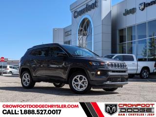 <b>Heated Steering Wheel,  Remote Start,  Climate Control,  Proximity Key,  Heated Seats!</b><br> <br> <br> <br><b>**Includes Jeep Wave Program - 3 Years Of Free Oil Changes - 3 Years Of Free Tire Rotations - Up To 8 Years Rental & Trip Interruption Coverage</b> <br><br>  With outstanding off-road capability augmented by refined on-road manners, this 2024 Jeep Compass offers the best of both worlds. <br> <br>Keeping with quintessential Jeep engineering, this 2024 Compass sports a striking exterior design, with an extremely refined interior, loaded with the latest and greatest safety, infotainment and convenience technology. This SUV also has the off-road prowess to booth, with rugged build quality and great reliability to ensure that you get to your destination and back, as many times as you want. <br> <br> This grey SUV  has a 8 speed automatic transmission and is powered by a  200HP 2.0L 4 Cylinder Engine.<br> <br> Our Compasss trim level is North. This Compass North steps things up with a heated steering wheel, dual-zone climate control, remote engine start, roof rack rails, front fog lamps and cornering headlamps, in addition to heated front seats, a 10.1-inch infotainment screen powered by Uconnect 5 with Apple CarPlay and Android Auto, towing equipment including trailer sway control, push button start, air conditioning, cruise control with steering wheel controls, and front and rear cupholders. Safety features also include lane keeping assist with lane departure warning, forward collision warning with active braking, driver monitoring alert, and a rearview camera. This vehicle has been upgraded with the following features: Heated Steering Wheel,  Remote Start,  Climate Control,  Proximity Key,  Heated Seats,  Led Lights,  Lane Keep Assist. <br><br> <br/> Weve discounted this vehicle $4376. Incentives expire 2024-07-02.  See dealer for details. <br> <br><h3><a href=https://www.crowfootdodgechrysler.com/tools/autoverify/finance.htm>Click here for instant pre-approval!</a></h3><br>

We pride ourselves in consistently exceeding our customers expectations. Please dont hesitate to give us a call.<br> Come by and check out our fleet of 80+ used cars and trucks and 120+ new cars and trucks for sale in Calgary.  o~o  Vehicle pricing offer shown expire 2024-05-31.