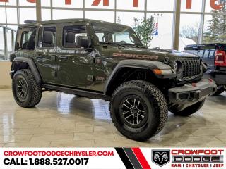 <b>Heavy Duty Suspension,  Climate Control,  Wi-Fi Hotspot,  Tow Equipment,  Fog Lamps!</b><br> <br> <br> <br><b>**Includes Jeep Wave Program - 3 Years Of Free Oil Changes - 3 Years Of Free Tire Rotations - Up To 8 Years Rental & Trip Interruption Coverage</b> <br><br>  This ultra capable Jeep Wrangler was built to be tough and reliable, with next level comfort and convenience. <br> <br>No matter where your next adventure takes you, this Jeep Wrangler is ready for the challenge. With advanced traction and handling capability, sophisticated safety features and ample ground clearance, the Wrangler is designed to climb up and crawl over the toughest terrain. Inside the cabin of this Wrangler offers supportive seats and comes loaded with the technology you expect while staying loyal to the style and design youve come to know and love.<br> <br> This green SUV  has a 8 speed automatic transmission and is powered by a  285HP 3.6L V6 Cylinder Engine.<br> <br> Our Wranglers trim level is Rubicon. Stepping up to this Wrangler Rubicon rewards you with incredible off-roading capability, thanks to heavy duty suspension, class II towing equipment that includes a hitch and trailer sway control, front active and rear anti-roll bars, upfitter switches, locking front and rear differentials, and skid plates for undercarriage protection. Interior features include an 8-speaker Alpine audio system, voice-activated dual zone climate control, front and rear cupholders, and a 12.3-inch infotainment system with smartphone integration and mobile internet hotspot access. Additional features include cruise control, a leatherette-wrapped steering wheel, proximity keyless entry, and even more. This vehicle has been upgraded with the following features: Heavy Duty Suspension,  Climate Control,  Wi-fi Hotspot,  Tow Equipment,  Fog Lamps,  Cruise Control,  Rear Camera. <br><br> <br/> Weve discounted this vehicle $4214. Incentives expire 2024-07-02.  See dealer for details. <br> <br><h3><a href=https://www.crowfootdodgechrysler.com/tools/autoverify/finance.htm>Click here for instant pre-approval!</a></h3><br>

We pride ourselves in consistently exceeding our customers expectations. Please dont hesitate to give us a call.<br> Come by and check out our fleet of 80+ used cars and trucks and 120+ new cars and trucks for sale in Calgary.  o~o  Vehicle pricing offer shown expire 2024-05-31.