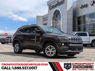 <b>Heated Steering Wheel,  Remote Start,  Climate Control,  Proximity Key,  Heated Seats!</b><br> <br> <br> <br><b>**Includes Jeep Wave Program - 3 Years Of Free Oil Changes - 3 Years Of Free Tire Rotations - Up To 8 Years Rental & Trip Interruption Coverage</b> <br><br>  With outstanding off-road capability augmented by refined on-road manners, this 2024 Jeep Compass offers the best of both worlds. <br> <br>Keeping with quintessential Jeep engineering, this 2024 Compass sports a striking exterior design, with an extremely refined interior, loaded with the latest and greatest safety, infotainment and convenience technology. This SUV also has the off-road prowess to booth, with rugged build quality and great reliability to ensure that you get to your destination and back, as many times as you want. <br> <br> This grey SUV  has a 8 speed automatic transmission and is powered by a  200HP 2.0L 4 Cylinder Engine.<br> <br> Our Compasss trim level is North. This Compass North steps things up with a heated steering wheel, dual-zone climate control, remote engine start, roof rack rails, front fog lamps and cornering headlamps, in addition to heated front seats, a 10.1-inch infotainment screen powered by Uconnect 5 with Apple CarPlay and Android Auto, towing equipment including trailer sway control, push button start, air conditioning, cruise control with steering wheel controls, and front and rear cupholders. Safety features also include lane keeping assist with lane departure warning, forward collision warning with active braking, driver monitoring alert, and a rearview camera. This vehicle has been upgraded with the following features: Heated Steering Wheel,  Remote Start,  Climate Control,  Proximity Key,  Heated Seats,  Led Lights,  Lane Keep Assist. <br><br> <br/> Weve discounted this vehicle $2462. Incentives expire 2024-04-30.  See dealer for details. <br> <br><h3><a href=https://www.crowfootdodgechrysler.com/tools/autoverify/finance.htm>Click here for instant pre-approval!</a></h3><br>

We pride ourselves in consistently exceeding our customers expectations. Please dont hesitate to give us a call.<br> Come by and check out our fleet of 80+ used cars and trucks and 150+ new cars and trucks for sale in Calgary.  o~o