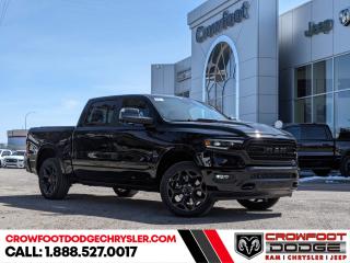 <b>Power Running Boards,  Blind Spot Detection,  Leather Seats,  Cooled Seats,  Navigation!</b><br> <br> <br> <br>  Beauty meets brawn with this rugged Ram 1500. <br> <br>The Ram 1500s unmatched luxury transcends traditional pickups without compromising its capability. Loaded with best-in-class features, its easy to see why the Ram 1500 is so popular. With the most towing and hauling capability in a Ram 1500, as well as improved efficiency and exceptional capability, this truck has the grit to take on any task.<br> <br> This black Crew Cab 4X4 pickup   has a 8 speed automatic transmission and is powered by a  395HP 5.7L 8 Cylinder Engine.<br> <br> Our 1500s trim level is Limited. This Ram 1500 Limited adds power running boards, auto leveling, adaptive suspension, polished aluminum wheels, blind spot detection, premium leather upholstery, an upgraded 12-inch infotainment screen with Uconnect 5W and a 10-speaker Alpine Performance audio system, in addition to ventilated and heated front seats with power adjustment, lumbar support and memory function, heated and cooled rear seats, remote engine start, a leather-wrapped steering wheel, power-adjustable pedals, interior sound insulation, simulated wood/metal interior trim, and dual-zone front climate control with infrared. This truck is also ready for work, with class III towing equipment including a hitch, wiring harness and trailer sway control, heavy duty dampers, power-folding exterior side mirrors with convex wide-angle inserts, and a locking tailgate. Connectivity features include GPS navigation, Apple CarPlay, Android Auto, SiriusXM satellite radio, and 4G LTE wi-fi hotspot. This vehicle has been upgraded with the following features: Power Running Boards,  Blind Spot Detection,  Leather Seats,  Cooled Seats,  Navigation,  Remote Start,  4g Wi-fi. <br><br> <br/> Weve discounted this vehicle $10668. Incentives expire 2024-04-30.  See dealer for details. <br> <br><h3><a href=https://www.crowfootdodgechrysler.com/tools/autoverify/finance.htm>Click here for instant pre-approval!</a></h3><br>

We pride ourselves in consistently exceeding our customers expectations. Please dont hesitate to give us a call.<br> Come by and check out our fleet of 80+ used cars and trucks and 140+ new cars and trucks for sale in Calgary.  o~o