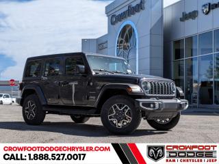 <b>Heated Seats,  Heated Steering Wheel,  Remote Start,  Navigation,  Heavy Duty Suspension!</b><br> <br> <br> <br><b>**Includes Jeep Wave Program - 3 Years Of Free Oil Changes - 3 Years Of Free Tire Rotations - Up To 8 Years Rental & Trip Interruption Coverage</b> <br><br>  This ultra capable Jeep Wrangler was built to be tough and reliable, with next level comfort and convenience. <br> <br>No matter where your next adventure takes you, this Jeep Wrangler is ready for the challenge. With advanced traction and handling capability, sophisticated safety features and ample ground clearance, the Wrangler is designed to climb up and crawl over the toughest terrain. Inside the cabin of this Wrangler offers supportive seats and comes loaded with the technology you expect while staying loyal to the style and design youve come to know and love.<br> <br> This grey SUV  has a 8 speed automatic transmission and is powered by a  285HP 3.6L V6 Cylinder Engine.<br> <br> Our Wranglers trim level is Sahara. This Wrangler Sahara features incredible off-roading capability, thanks to heavy duty suspension, towing equipment that includes trailer sway control, and skid plates for undercarriage protection. Interior features include heated front seats with lumbar support, a heated steering wheel, an 8-speaker Alpine audio system, voice-activated dual zone climate control, front and rear cupholders, and a 12.3-inch infotainment system with navigation, smartphone integration and mobile internet hotspot access. Additional features include a convertible top with fixed rollover protection, cruise control, proximity keyless entry with remote start, and even more. This vehicle has been upgraded with the following features: Heated Seats,  Heated Steering Wheel,  Remote Start,  Navigation,  Heavy Duty Suspension,  Climate Control,  Wi-fi Hotspot. <br><br> <br/><br><h3><a href=https://www.crowfootdodgechrysler.com/tools/autoverify/finance.htm>Click here for instant pre-approval!</a></h3><br>

We pride ourselves in consistently exceeding our customers expectations. Please dont hesitate to give us a call.<br> Come by and check out our fleet of 80+ used cars and trucks and 130+ new cars and trucks for sale in Calgary.  o~o