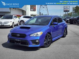 2018 Subaru WRX, AWD, Brake assist, Emergency communication system: STARLINK, Exterior Parking Camera Rear, Heated front seats, Remote keyless entry

Eagle Ridge GM in Coquitlam is your Locally Owned & Operated Chevrolet, Buick, GMC Dealer, and a Certified Service and Parts Center equipped with an Auto Glass & Premium Detail. Established over 30 years ago, we are proud to be Serving Clients all over Tri Cities, Lower Mainland, Fraser Valley, and the rest of British Columbia. Find your next New or Used Vehicle at 2595 Barnet Hwy in Coquitlam. Price Subject to $595 Documentation Fee. Financing Available for all types of Credit.