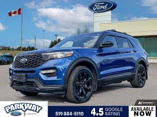 Blue 2023 Ford Explorer ST-Line 250A 250A 4D Sport Utility 2.3L I4 EcoBoost 10-Speed Automatic 4WD 4WD, 3.58 Non-Limited Slip Rear Axle, Air Conditioning, Alloy wheels, AM/FM radio: SiriusXM, Auto High-beam Headlights, Class IV Trailer Tow Package, Cruise Control, Delay-off headlights, Driver door bin, Driver vanity mirror, Equipment Group 250A Standard Package, Fully automatic headlights, Heated front seats, Leather steering wheel, Low tire pressure warning, Passenger door bin, Power driver seat, Power passenger seat, Power steering, Power windows, Radio: B&O Sound System by Bang & Olufsen, Rain sensing wipers, Rear window defroster, SYNC 3 Communications & Entertainment System, Telescoping steering wheel, Tilt steering wheel, Twin Panel Moonroof, Variably intermittent wipers, Wheels: 21 Aluminum.