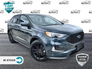 AWD, Active Transmission Warm-Up (ATWU), Air Conditioning, Alloy wheels, AM/FM radio: SiriusXM with 360L, Auto High-beam Headlights, Front Bucket Seats, Front dual zone A/C, Front Heated ActiveX Seating Material Bucket Seats<br><br>Fully automatic headlights, Power driver seat, Power Liftgate, Power steering, Power windows, Rear Parking Sensors, Remote keyless entry, Security system, SYNC 4A w/Enhanced Voice Recognition, Wheels: 20 Premium Gloss Black-Painted Aluminum.<br><br>Blue 2023 Ford Edge ST Line 4D Sport Utility EcoBoost 2.0L I4 GTDi DOHC Turbocharged VCT 8-Speed Automatic AWD<p> </p>

<h4>PLATINUM CERTIFIED PRE-OWNED VEHICLE</h4>

<p>36-point Provincial Safety Inspection<br />
172-point inspection combined mechanical, aesthetic, functional inspection including a vehicle report card<br />
Warranty: 90-days or 5,000 KM on inspected mechanical items, factory extended options eligible for warranty up to 200,000 KM<br />
Complimentary CARFAX Vehicle History Report<br />
3X Provincial safety standard for tire tread depth<br />
3X Provincial safety standard for brake pad thickness<br />
7 Day Money Back Guarantee*<br />
Market Value Report provided<br />
Guaranteed 2 keys/key fobs and door code (if equipped)<br />
Equipped vehicles include a complimentary 3 month Sirius satellite radio subscription!<br />
Complimentary full interior detailing and carpet shampoo<br />
Paintless dent repair and/or touch-ups for applicable body panels<br />
Vehicle scanned for open recall notifications from manufacturer</p>

<p>SPECIAL NOTE: This vehicle is reserved for AutoIQs retail customers only. Please, no dealer calls. Errors & omissions excepted.</p>

<p>*As-traded, specialty or high-performance vehicles are excluded from the 7-Day Money Back Guarantee Program (including, but not limited to Ford Shelby, Ford mustang GT, Ford Raptor, Chevrolet Corvette, Camaro 2SS, Camaro ZL1, V-Series Cadillac, Dodge/Jeep SRT, Hyundai N Line, all electric models)</p>

<p>INSGMT</p>