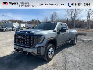 <b>Head-Up Display,  Sunroof,  Cooled Seats,  Wireless Charging,  Navigation!</b><br> <br>    Take on the most arduous of tasks with this incredibly potent 2024 GMC 3500HD. This  2024 GMC Sierra 3500HD is for sale today in Orleans. <br> <br>This 2024 GMC 3500HD is highly configurable work truck that can haul a colossal amount of weight thanks to its potent drivetrain. This truck also offers amazing interior features that nestle occupants in comfort and luxury, with a great selection of tech features. For heavy-duty activities and even long-haul trips, the 3500HD is all the truck youll ever need.This  sought after diesel Crew Cab 4X4 pickup  has 19,956 kms. Its  silver in colour  . It has an automatic transmission and is powered by a  470HP 6.6L 8 Cylinder Engine. <br> <br> Our Sierra 3500HDs trim level is Denali Ultimate. This top of the line Sierra 3500HD Denali Ultimate Package is the pinnacle of 3/4 ton truck as it comes fully loaded with luxurious features such as leather cooled seats, a heads-up display, power sunroof, power adjustable pedals with memory settings, power-retractable side steps, a heavy-duty suspension, lane departure warning, forward collision alert, unique aluminum wheels and exterior styling, signature LED lighting, a large touchscreen with navigation, Apple CarPlay, Android Auto and 4G LTE capability. Additionally, this truck also comes with a leather wrapped wheel with audio controls, wireless charging, Bose premium audio, remote engine start, a CornerStep rear bumper and cargo tie downs hooks with LED box lighting and a ProGrade trailering system with hitch guidance. This vehicle has been upgraded with the following features: Head-up Display,  Sunroof,  Cooled Seats,  Wireless Charging,  Navigation,  Leather Seats,  Premium Audio. <br> <br>To apply right now for financing use this link : <a href=https://www.myersorleansgm.ca/FinancePreQualForm target=_blank>https://www.myersorleansgm.ca/FinancePreQualForm</a><br><br> <br/><br> Buy this vehicle now for the lowest bi-weekly payment of <b>$784.64</b> with $0 down for 96 months @ 9.99% APR O.A.C. ( Plus applicable taxes -  Plus applicable fees   ).  See dealer for details. <br> <br>*MYERS LIFETIME ENGINE AND TRANSMISSION COVERAGE CERTIFICATE NOT AVAILABLE ON VEHICLES WITH KMS EXCEEDING 140,000KM, VEHICLES 8 YEARS & OLDER, OR HIGHLINE BRAND VEHICLE(eg. BMW, INFINITI. CADILLAC, LEXUS...)<br> Come by and check out our fleet of 40+ used cars and trucks and 190+ new cars and trucks for sale in Orleans.  o~o
