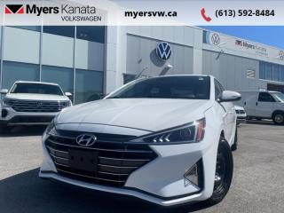 <b>Blind Spot Monitoring,  Heated Seats,  Heated Steering Wheel,  Aluminum Wheels,  Apple CarPlay!</b><br> <br>  Compare at $18536 - Our Price is just $17996! <br> <br>   This 2020 Hyundai Elantra delivers quality and refinement thats hard to find in a compact. This  2020 Hyundai Elantra is fresh on our lot in Kanata. <br> <br>Built to be stronger yet lighter, more powerful and much more fuel efficient, this Hyundai Elantra is the award-winning compact that delivers refined quality and comfort above all. With a stylish aerodynamic design and excellent performance, this Elantra stands out as a leader in its competitive class. This  sedan has 107,895 kms. Its  white in colour  . It has an automatic transmission and is powered by a  2.0L I4 16V MPFI DOHC engine.  <br> <br> Our Elantras trim level is Preferred IVT. This Preferred Elantra brings you into the comforts and tech you expect of a new car with Apple CarPlay, Android Auto, Bluetooth, USB/aux inputs, 7 inch touchscreen, and AM/FM/MP3 audio with 6 speakers. Other premium features include heated seats, heated leather steering wheel, blind spot monitoring, upgraded motor, aluminum wheels, rearview camera, drive mode selector, chrome front grille, heated power side mirrors with turn signals and much more. This vehicle has been upgraded with the following features: Blind Spot Monitoring,  Heated Seats,  Heated Steering Wheel,  Aluminum Wheels,  Apple Carplay,  Android Auto,  Chrome Grille. <br> <br>To apply right now for financing use this link : <a href=https://www.myersvw.ca/en/form/new/financing-request-step-1/44 target=_blank>https://www.myersvw.ca/en/form/new/financing-request-step-1/44</a><br><br> <br/><br>Backed by Myers Exclusive NO Charge Engine/Transmission for life program lends itself for your peace of mind and you can buy with confidence. Call one of our experienced Sales Representatives today and book your very own test drive! Why buy from us? Move with the Myers Automotive Group since 1942! We take all trade-ins - Appraisers on site - Full safety inspection including e-testing and professional detailing prior delivery! Every vehicle comes with a free Car Proof History report.<br><br>*LIFETIME ENGINE TRANSMISSION WARRANTY NOT AVAILABLE ON VEHICLES MARKED AS-IS, VEHICLES WITH KMS EXCEEDING 140,000KM, VEHICLES 8 YEARS & OLDER, OR HIGHLINE BRAND VEHICLES (eg.BMW, INFINITI, CADILLAC, LEXUS...). FINANCING OPTIONS NOT AVAILABLE ON VEHICLES MARKED AS-IS OR AS-TRADED.<br> Come by and check out our fleet of 40+ used cars and trucks and 80+ new cars and trucks for sale in Kanata.  o~o
