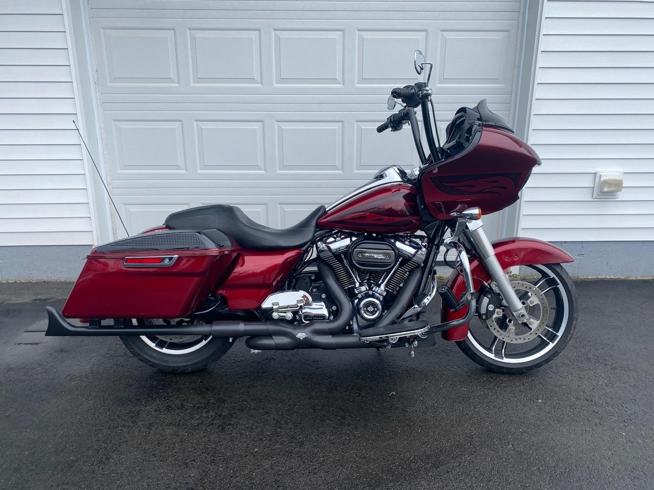 <p>Excellent condition! Financing available! This bike is a Road Glide Special with special Flame factory red paint. 114 CI Milwaukee engine. X Vance & Hines exhaust system with Fish Tails, 16 blacked out apes, large screen stereo system with 6 speakers ( 4 in bag lids) and has navigation , blacked out breather kit, black highway pegs, custom rear floor boards, custom blacked out windshield. Super cool Road Glide! For information contact Mike at (902) 899-2384</p><p><strong>$26,900</strong></p><p><strong>Year</strong></p><p><strong>2017</strong></p><p><strong>Make</strong></p><p><strong>Harley Davidson</strong></p><p><strong>Model</strong></p><p><strong>Road Glide Special</strong></p><p><strong>Mileage</strong></p><p><strong>26000 It is miles</strong></p><p><strong>Engine</strong></p><p><strong>107 ci</strong></p><p><strong>Color</strong></p><p><strong>Red w Flames</strong></p><p><strong>Fuel System</strong></p><p><strong>fuel injected</strong></p><p><strong>Cooling System</strong></p><p><strong>liqued cooled</strong></p><p> </p>