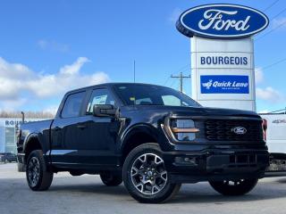 <b>20 Aluminum Wheels, Spray-In Bed Liner!</b><br> <br> <br> <br>  A true class leader in towing and hauling capabilities, this 2024 Ford F-150 isnt your usual work truck, but the best in the business. <br> <br>Just as you mould, strengthen and adapt to fit your lifestyle, the truck you own should do the same. The Ford F-150 puts productivity, practicality and reliability at the forefront, with a host of convenience and tech features as well as rock-solid build quality, ensuring that all of your day-to-day activities are a breeze. Theres one for the working warrior, the long hauler and the fanatic. No matter who you are and what you do with your truck, F-150 doesnt miss.<br> <br> This agate black Crew Cab 4X4 pickup   has a 10 speed automatic transmission and is powered by a  325HP 2.7L V6 Cylinder Engine.<br> <br> Our F-150s trim level is STX. This STX trim steps things up with upgraded aluminum wheels, along with great standard features such as class IV tow equipment with trailer sway control, remote keyless entry, cargo box lighting, and a 12-inch infotainment screen powered by SYNC 4 featuring voice-activated navigation, SiriusXM satellite radio, Apple CarPlay, Android Auto and FordPass Connect 5G internet hotspot. Safety features also include blind spot detection, lane keep assist with lane departure warning, front and rear collision mitigation and automatic emergency braking. This vehicle has been upgraded with the following features: 20 Aluminum Wheels, Spray-in Bed Liner. <br><br> View the original window sticker for this vehicle with this url <b><a href=http://www.windowsticker.forddirect.com/windowsticker.pdf?vin=1FTEW2LP2RFA61028 target=_blank>http://www.windowsticker.forddirect.com/windowsticker.pdf?vin=1FTEW2LP2RFA61028</a></b>.<br> <br>To apply right now for financing use this link : <a href=https://www.bourgeoismotors.com/credit-application/ target=_blank>https://www.bourgeoismotors.com/credit-application/</a><br><br> <br/> 0% financing for 60 months. 2.99% financing for 84 months.  Incentives expire 2024-04-30.  See dealer for details. <br> <br>Discount on vehicle represents the Cash Purchase discount applicable and is inclusive of all non-stackable and stackable cash purchase discounts from Ford of Canada and Bourgeois Motors Ford and is offered in lieu of sub-vented lease or finance rates. To get details on current discounts applicable to this and other vehicles in our inventory for Lease and Finance customer, see a member of our team. </br></br>Discover a pressure-free buying experience at Bourgeois Motors Ford in Midland, Ontario, where integrity and family values drive our 78-year legacy. As a trusted, family-owned and operated dealership, we prioritize your comfort and satisfaction above all else. Our no pressure showroom is lead by a team who is passionate about understanding your needs and preferences. Located on the shores of Georgian Bay, our dealership offers more than just vehiclesits an experience rooted in community, trust and transparency. Trust us to provide personalized service, a diverse range of quality new Ford vehicles, and a seamless journey to finding your perfect car. Join our family at Bourgeois Motors Ford and let us redefine the way you shop for your next vehicle.<br> Come by and check out our fleet of 80+ used cars and trucks and 210+ new cars and trucks for sale in Midland.  o~o