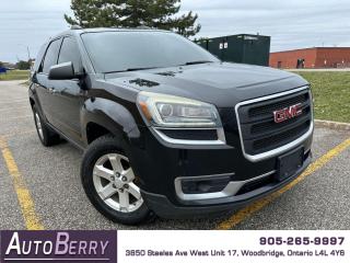 <p><br></p><p><span><span><strong>2016 GMC Acadia SLE FWD Black On Black Interior </strong></span><br></span></p><p><span><span></span><span> 3</span>.6L </span><span><span></span><span> Front</span> Wheel Drive </span><span><span></span><span> 8 Passenger <span><span id=jodit-selection_marker_1713894240135_1358827495050492 data-jodit-selection_marker=start style=line-height: 0; display: none;></span></span> </span>Auto </span><span><span></span><span> </span>A/C</span><span> </span><span> </span><span>Steering Wheel Mounted Controls</span><span> </span><span><span></span><span> </span>Power Options</span><span> </span><span><span></span><span> </span>Keyless Entry </span><span><span></span><span> </span>Alloy Wheels </span><span></span><span> Backup Camera </span><span><span></span><span> </span>Bluetooth</span> <span> Keyless Entry </span></p><p><br></p><p><span><strong>*** ACCIDENT FREE *** CLEAN CARFAX *** ONE PREVIOUS OWNER ***</strong></span></p><p><span>*** Fully Certified ***</span></p><p><span><strong>*** ONLY 177,159 KM ***</strong></span></p><p><br></p><p><span><span><strong>CARFAX REPORT: <a href=https://vhr.carfax.ca/?id=FqMBbWafbZAuw/8tPQ/gswtajNk0p5LS>https://vhr.carfax.ca/?id=FqMBbWafbZAuw/8tPQ/gswtajNk0p5LS</a></strong></span></span></p><br><p><br></p> <span id=jodit-selection_marker_1689009751050_8404320760089252 data-jodit-selection_marker=start style=line-height: 0; display: none;></span>