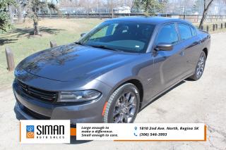 <p><strong>SASATCHEWAN VEHICLE EXCELLENT SERVICE RECORDS </strong></p>

<p>Our Dodge Charger GT has been through a presale inspection fresh full synthetic oil service. Carfax reports Saskatchewan vehicle with no serious collisions and excellent service records. Financing available on site Trades Encouraged. Aftermarket warranties to fit every need and budget. For 2018, the Dodge Charger renames some trim levels and shuffles some standard features. All-wheel-drive models are now called GT. The 2018 Dodge Charger is a loud, heck yeah! salute to choice. You dont have to get the most state-of-the-art, most fuel-efficient, most refined or most boring silver car available. For that, you can turn to better options from Buick, Kia or Toyota. Instead, you can get an unapologetic American performance sedan with massive power, brash style and abundant ways to customize. Its a car for drivers who crave power. Sensibility aside, the Charger is still practical. Four doors, a roomy cabin and a raft of safety features make it a legitimate choice for family duty. While the Uconnect tech interface is among the best around. Our Charger is even equiped with all-wheel drive for those slippery conditions. Since Chevrolet discontinued its SS sedan for 2018, the Charger stands alone as an affordable American sedan that blends classic hot-rod performance with modern sensibility. adds 18-inch wheels, LED foglights, heated mirrors, dual-zone automatic climate control, heated sport seats, upgraded cloth upholstery, an auto-dimming rearview mirror, Uconnect with an 8.4-inch touchscreen, HD radio and an upgraded six-speaker sound system. There are several stand-alone options and packages for the SXT Plus, starting with the Super Track Pak that bumps up engine power to (300 hp, 264 lb-ft) and adds many of the performance-enhancing features available on the upper V8 trim levels. Others include the Blacktop package, a sunroof, a navigation system and a 10-speaker BeatsAudio sound system. GT models are equipped similarly to SXT Plus trims, except with all-wheel drive. GT Plus trims add features such as xenon headlights, heated rear seats,</p>

<p><span style=color:#2980b9><strong>Siman Auto Sales is large enough to make a difference but small enough to care. We are family owned and operated, and have been proudly serving Saskatchewan car buyers since 1998. We offer on site financing, consignment, automotive repair and over 90 preowned vehicles to choose from.</strong></span></p>
