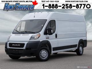 LETS GOOO!!! HERE IT IS!!! 2021 RAM 2500 PROMASTER CARGO VAN 159 WB HIGH ROOF. This former daily rental is equipped with a 3.6L Pentastar Engine, Automatic Transmission, Premium Cloth Seating for Two, Rear Camera, Bluetooth, Brake Assist, Traction Control, Heavy Duty 4 Wheel Anti Lock Disc Brakes, 180amp Alternator, Uconnect 5in Touchscreen, USB Port, Air Conditioning, Remote Keyless Entry, Rear Hinged Doors with 260 Opening and Fixed Glass, Tinted Windsheild, Halogen Headlamps, Front Clearance Lamps and so much more!! Are you on the Hunt for the perfect car in Ontario? Look no further than our car dealership! Our NON-COMMISSION sales team members are dedicated to providing you with the best service in town. Whether youre looking for a sleek pickup truck or a spacious family vehicle, our team has got you covered. Visit us today and take a test drive - we promise you wont be disappointed! Call 905-876-2580 or Email us at sales@huntchrysler.com