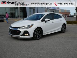 <b>Low Mileage, Heated Seats,  Aluminum Wheels,  LED Lights,  Apple CarPlay,  Android Auto!</b><br> <br>     This  2019 Chevrolet Cruze is fresh on our lot in Kanata. <br> <br>Whether youre zipping around city streets or navigating winding roads, this 2019 Chevy Cruze is made to work hard for you and look good doing it. With a unique combination of high-tech entertainment, remarkable efficiency and advanced safety features, this sporty compact car helps you get where youre going without missing a beat. This low mileage  hatchback has just 21,446 kms. Its  white in colour  . It has an automatic transmission and is powered by a  153HP 1.4L 4 Cylinder Engine. <br> <br> Our Cruzes trim level is LT. Upgrading to this Chevrolet Cruze LT is a great choice as it comes with a long list of extra features like aluminum wheels, signature LED lights and heated seats, a 7 inch touchscreen display plus Android Auto and Apple CarPlay capability, a rear vision camera, 4G LTE and available built-in Wi-Fi hotspot. It also includes teen driver technology, a 6-speaker audio system with Chevrolet MyLink and SiriusXM, air conditioning, remote keyless entry, power windows, a 60/40 split-folding rear seat and a total of 10 airbags. This vehicle has been upgraded with the following features: Heated Seats,  Aluminum Wheels,  Led Lights,  Apple Carplay,  Android Auto,  Rear View Camera,  Cruise Control. <br> <br>To apply right now for financing use this link : <a href=https://www.myerskanatagm.ca/finance/ target=_blank>https://www.myerskanatagm.ca/finance/</a><br><br> <br/><br>Price is plus HST and licence only.<br>Book a test drive today at myerskanatagm.ca<br>*LIFETIME ENGINE TRANSMISSION WARRANTY NOT AVAILABLE ON VEHICLES WITH KMS EXCEEDING 140,000KM, VEHICLES 8 YEARS & OLDER, OR HIGHLINE BRAND VEHICLE(eg. BMW, INFINITI. CADILLAC, LEXUS...)<br> Come by and check out our fleet of 40+ used cars and trucks and 110+ new cars and trucks for sale in Kanata.  o~o