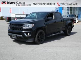 <b>Aluminum Wheels,  Apple CarPlay,  Android Auto,  Power Seat,  Rear View Camera!</b><br> <br>     This  2020 Chevrolet Colorado is fresh on our lot in Kanata. <br> <br>This Chevrolet Colorado offers a new take on the midsize pickup truck. With its combination of rugged good looks, advanced technology, capable towing ability and fuel efficient engine, the Colorado is the truck that helps you push every boundary and accept any challenges. From tackling urban streets to driving off the beaten path, this pickup is definitely worth a first, second and third look. This  Crew Cab 4X4 pickup  has 98,345 kms. Its  black in colour  . It has an automatic transmission and is powered by a  308HP 3.6L V6 Cylinder Engine. <br> <br> Our Colorados trim level is LT. Upgrading to this LT trim is a great choice as it comes with a larger 8 inch color touchscreen display - featuring Android Auto and Apple CarPlay, a 6 speaker audio system and wireless streaming audio. It also includes aluminum wheels, exterior trim accents, a rear vision camera, leather wrapped steering wheel, a USB port for plugging in your electronic devices, 4G LTE and available built-in Wi-Fi, 4-way power driver seat, cruise control, remote keyless entry, teen driver technology and much more. This vehicle has been upgraded with the following features: Aluminum Wheels,  Apple Carplay,  Android Auto,  Power Seat,  Rear View Camera,  Touch Screen,  Teen Driver Technology. <br> <br>To apply right now for financing use this link : <a href=https://www.myerskanatagm.ca/finance/ target=_blank>https://www.myerskanatagm.ca/finance/</a><br><br> <br/><br>Price is plus HST and licence only.<br>Book a test drive today at myerskanatagm.ca<br>*LIFETIME ENGINE TRANSMISSION WARRANTY NOT AVAILABLE ON VEHICLES WITH KMS EXCEEDING 140,000KM, VEHICLES 8 YEARS & OLDER, OR HIGHLINE BRAND VEHICLE(eg. BMW, INFINITI. CADILLAC, LEXUS...)<br> Come by and check out our fleet of 40+ used cars and trucks and 110+ new cars and trucks for sale in Kanata.  o~o