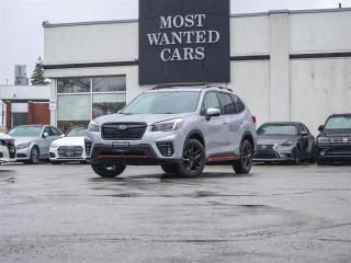 <div style=text-align: justify;><span style=font-size:14px;><span style=font-family:times new roman,times,serif;>This 2021 Subaru Forester has a CLEAN CARFAX with no accidents and is also a one owner Canadian lease return vehicle. High-value options included with this vehicle are; blind spot indicators, adaptive cruise control, lane departure warning, pre-collision warning, paddle shifters, rear sensor, panoramic sunroof, heated / power seats, heated steering wheel, convenience entry, power tailgate, app connect,  back up camera, touchscreen, multifunction steering wheel, 17” alloy rims and fog lights, offering immense value.<br /> <br /><strong>A used set of tires is also available for purchase, please ask your sales representative for pricing.</strong><br /> <br />Why buy from us?<br /> <br />Most Wanted Cars is a place where customers send their family and friends. MWC offers the best financing options in Kitchener-Waterloo and the surrounding areas. Family-owned and operated, MWC has served customers since 1975 and is also DealerRater’s 2022 Provincial Winner for Used Car Dealers. MWC is also honoured to have an A+ standing on Better Business Bureau and a 4.8/5 customer satisfaction rating across all online platforms with over 1400 reviews. With two locations to serve you better, our inventory consists of over 150 used cars, trucks, vans, and SUVs.<br /> <br />Our main office is located at 1620 King Street East, Kitchener, Ontario. Please call us at 519-772-3040 or visit our website at www.mostwantedcars.ca to check out our full inventory list and complete an easy online finance application to get exclusive online preferred rates.<br /> <br />*Price listed is available to finance purchases only on approved credit. The price of the vehicle may differ from other forms of payment. Taxes and licensing are excluded from the price shown above*</span></span></div>