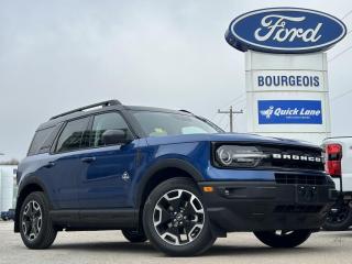 <b>Leather Seats,  Heated Seats,  SiriusXM,  Apple CarPlay,  Android Auto!</b><br> <br> <br> <br>  If you want true off-road ruggedness in an urban, friendly package, look no further than this Ford Bronco Sport. <br> <br>A compact footprint, an iconic name, and modern luxury come together to make this Bronco Sport an instant classic. Whether your next adventure takes you deep into the rugged wilds, or into the rough and rumble city, this Bronco Sport is exactly what you need. With enough cargo space for all of your gear, the capability to get you anywhere, and a manageable footprint, theres nothing quite like this Ford Bronco Sport.<br> <br> This atlas blue metallic SUV  has a 8 speed automatic transmission and is powered by a  181HP 1.5L 3 Cylinder Engine.<br> <br> Our Bronco Sports trim level is Outer Banks. Ready for the great outdoors, this Bronco Outer Banks features heated leather seats with feature power lumbar adjustment, a heated leather-wrapped steering wheel, SiriusXM streaming radio and exclusive aluminum wheels. Also standard include voice-activated automatic air conditioning, an 8-inch SYNC 3 powered infotainment screen with Apple CarPlay and Android Auto, smart charging USB type-A and type-C ports, 4G LTE mobile hotspot internet access, proximity keyless entry with remote start, and a robust terrain management system that features the trademark Go Over All Terrain (G.O.A.T.) driving modes. Additional features include blind spot detection, rear cross traffic alert and pre-collision assist with automatic emergency braking, lane keeping assist, lane departure warning, forward collision alert, driver monitoring alert, a rear-view camera, 3 12-volt DC and 120-volt AC power outlets, and so much more. This vehicle has been upgraded with the following features: Leather Seats,  Heated Seats,  Siriusxm,  Apple Carplay,  Android Auto,  Heated Steering Wheel,  Remote Start. <br><br> View the original window sticker for this vehicle with this url <b><a href=http://www.windowsticker.forddirect.com/windowsticker.pdf?vin=3FMCR9C62RRE66478 target=_blank>http://www.windowsticker.forddirect.com/windowsticker.pdf?vin=3FMCR9C62RRE66478</a></b>.<br> <br>To apply right now for financing use this link : <a href=https://www.bourgeoismotors.com/credit-application/ target=_blank>https://www.bourgeoismotors.com/credit-application/</a><br><br> <br/> 7.99% financing for 84 months.  Incentives expire 2024-05-23.  See dealer for details. <br> <br>Discount on vehicle represents the Cash Purchase discount applicable and is inclusive of all non-stackable and stackable cash purchase discounts from Ford of Canada and Bourgeois Motors Ford and is offered in lieu of sub-vented lease or finance rates. To get details on current discounts applicable to this and other vehicles in our inventory for Lease and Finance customer, see a member of our team. </br></br>Discover a pressure-free buying experience at Bourgeois Motors Ford in Midland, Ontario, where integrity and family values drive our 78-year legacy. As a trusted, family-owned and operated dealership, we prioritize your comfort and satisfaction above all else. Our no pressure showroom is lead by a team who is passionate about understanding your needs and preferences. Located on the shores of Georgian Bay, our dealership offers more than just vehiclesits an experience rooted in community, trust and transparency. Trust us to provide personalized service, a diverse range of quality new Ford vehicles, and a seamless journey to finding your perfect car. Join our family at Bourgeois Motors Ford and let us redefine the way you shop for your next vehicle.<br> Come by and check out our fleet of 70+ used cars and trucks and 200+ new cars and trucks for sale in Midland.  o~o